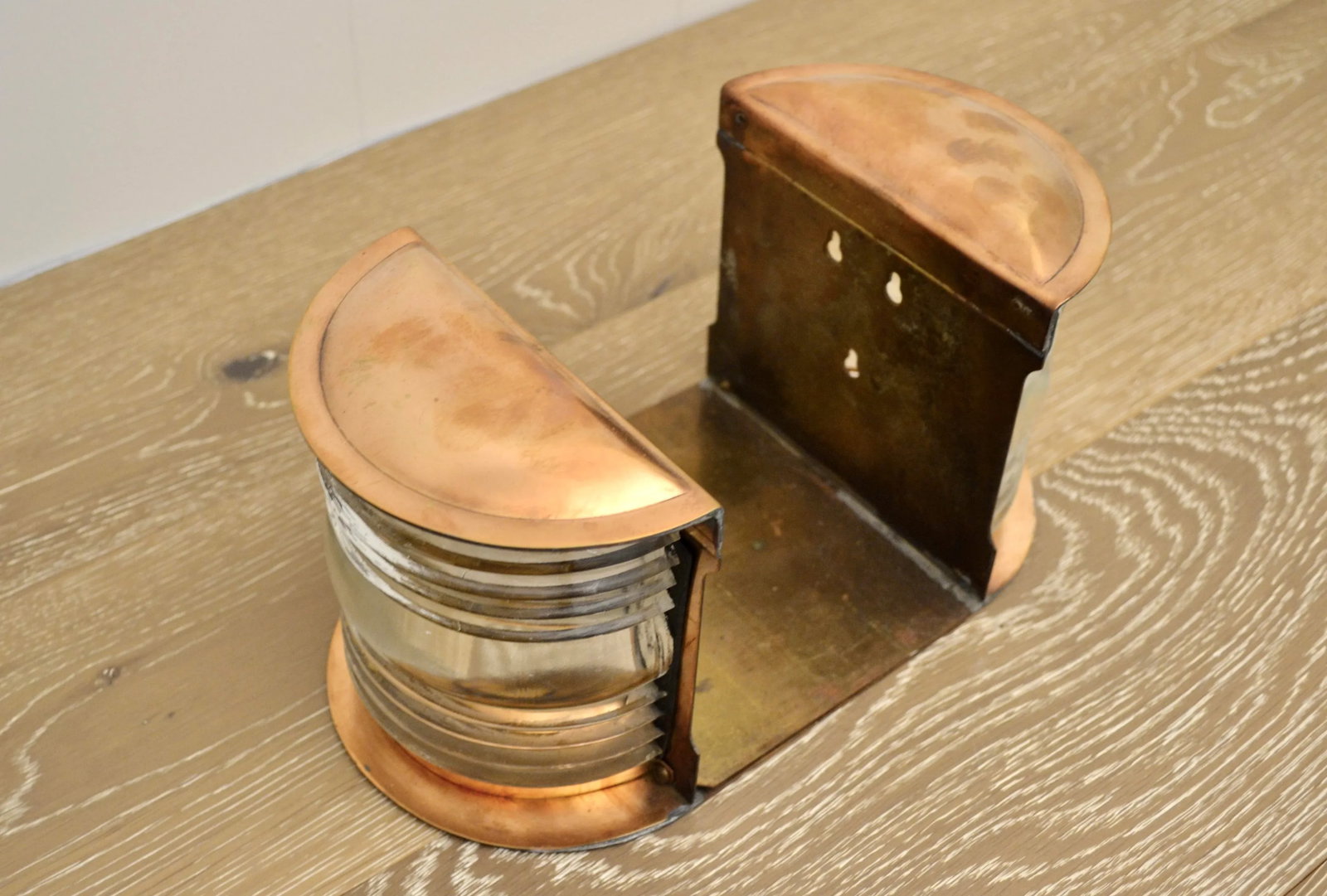 Mid Century Copper and Ribbed Glass Bookends- a Pair - 3