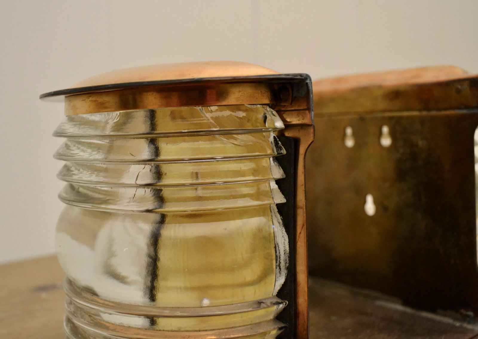 Mid Century Copper and Ribbed Glass Bookends- a Pair - 4
