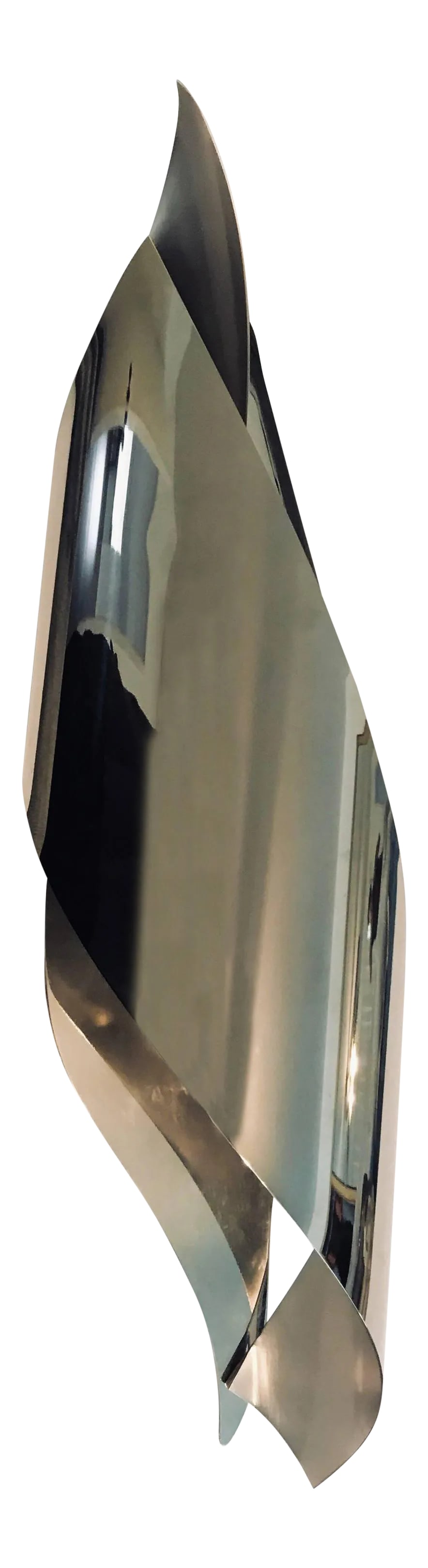Large 1970s Charles French Flame Wall Light: A beautiful and sleek modern French 1970s large sculptural hand crafted wall light by famed French bronze artisans, Charles. Signed and stamped. Two candelabra light sources Condition: Alterations: Or