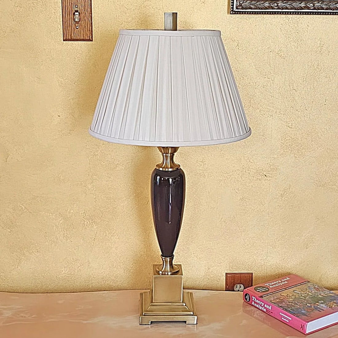 Transitional Style Brass & Deep Purple Ceramic Table Lamp - 2