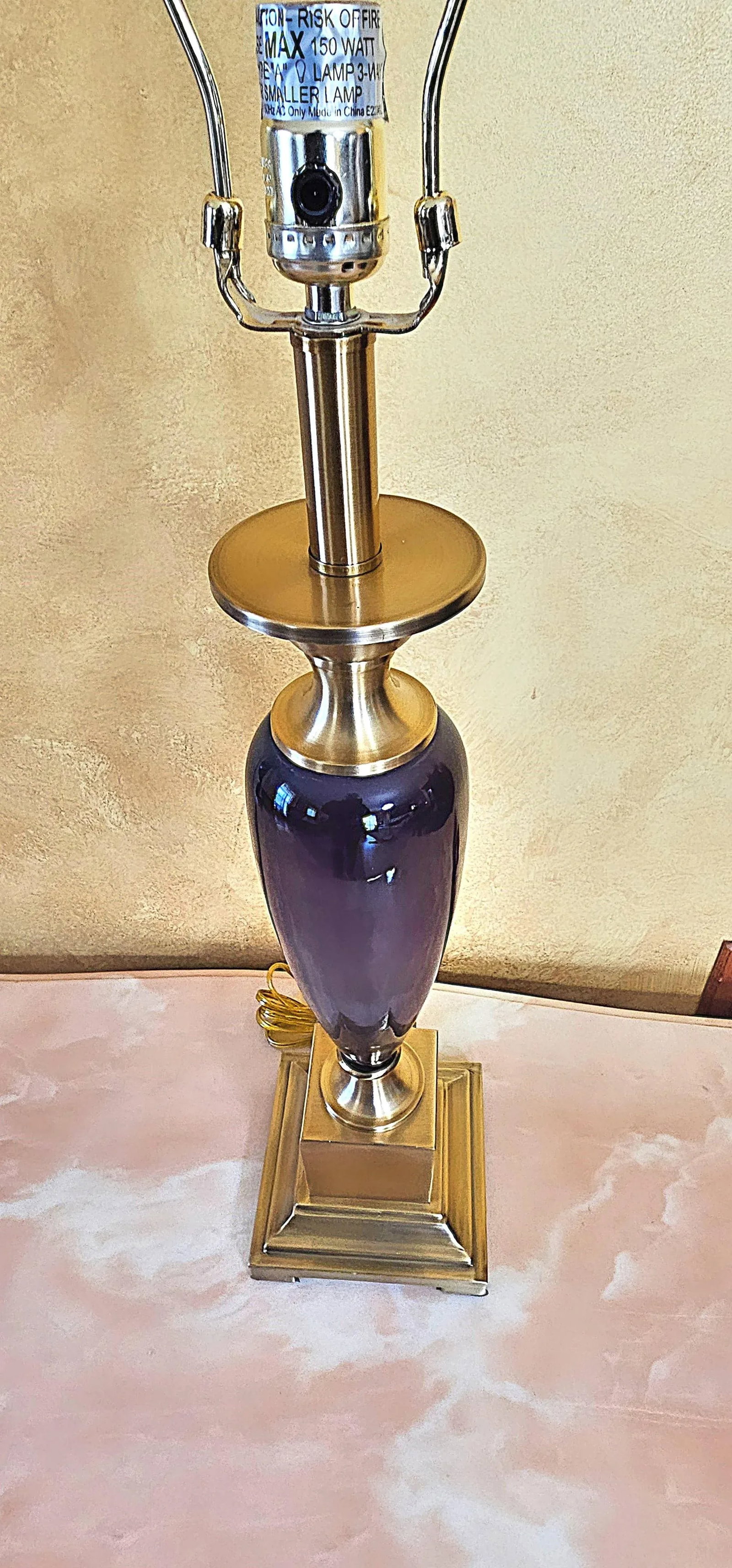 Transitional Style Brass & Deep Purple Ceramic Table Lamp - 4