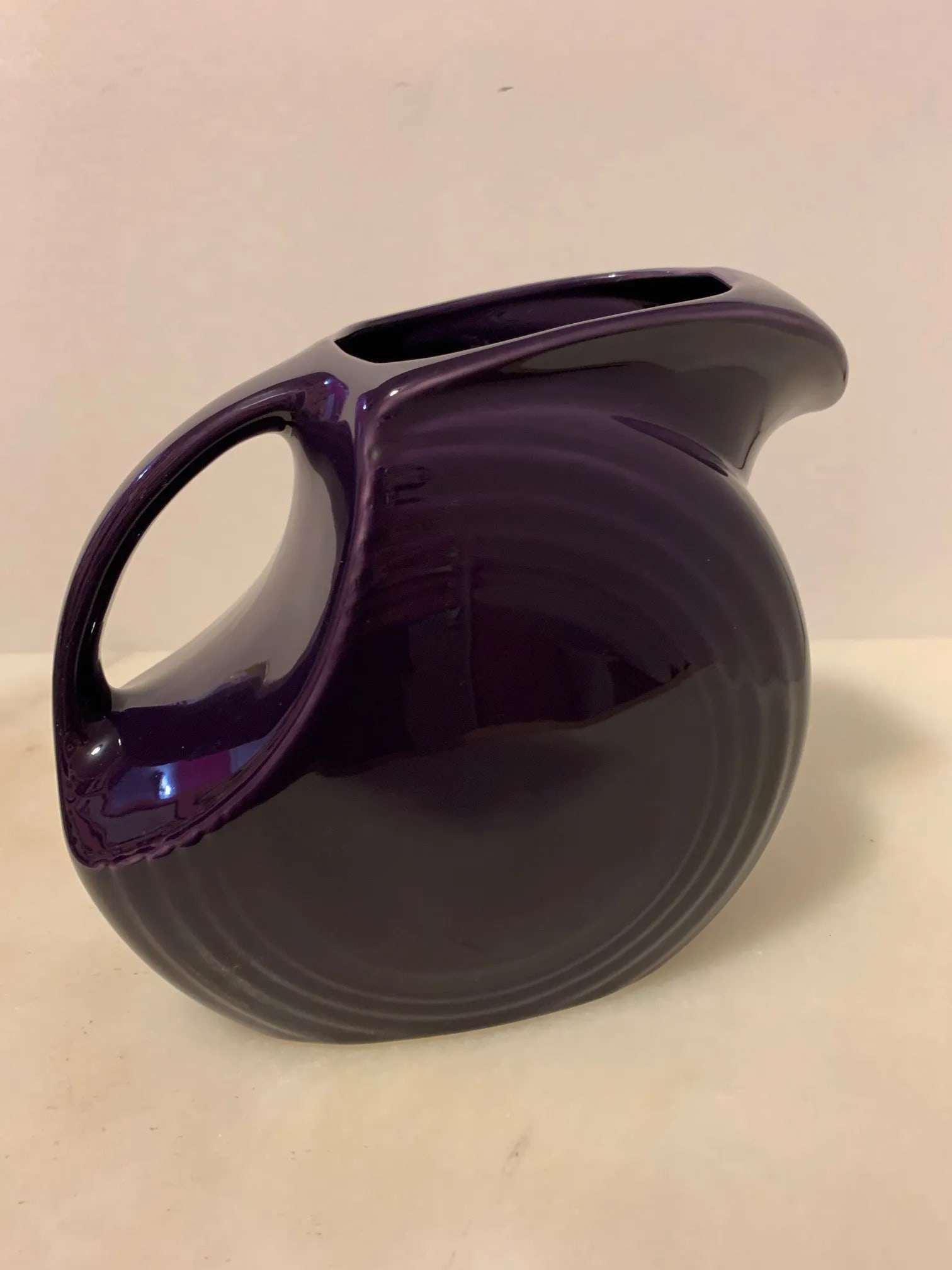 1960s Art Deco Disc Purple Pitcher by Homer Laughlin - 3