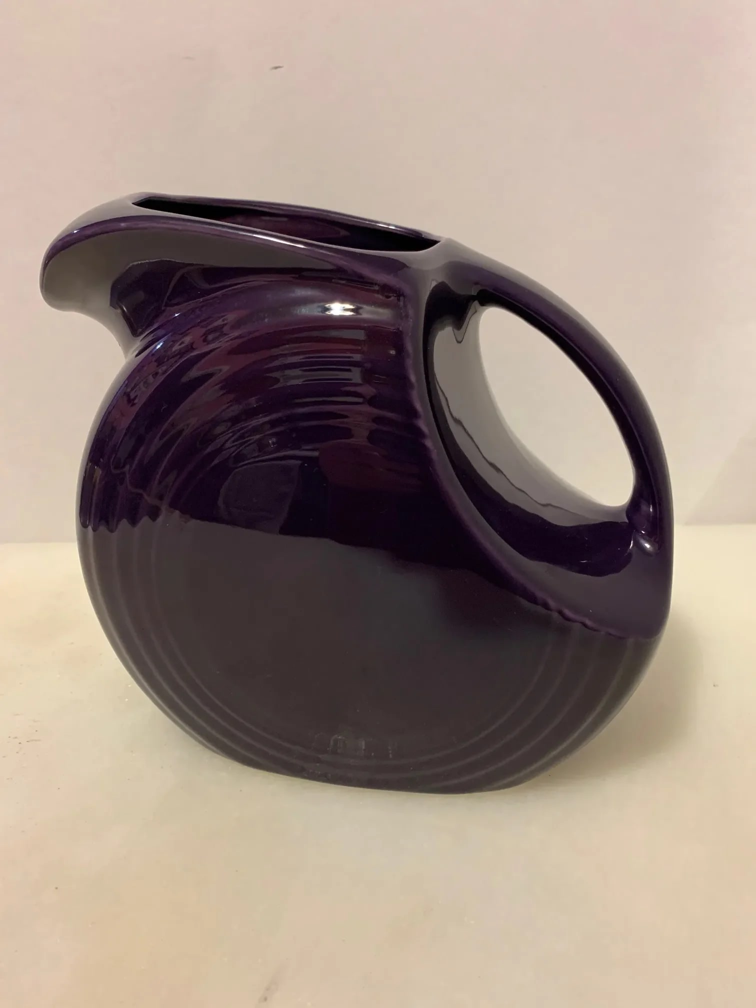 1960s Art Deco Disc Purple Pitcher by Homer Laughlin - 6