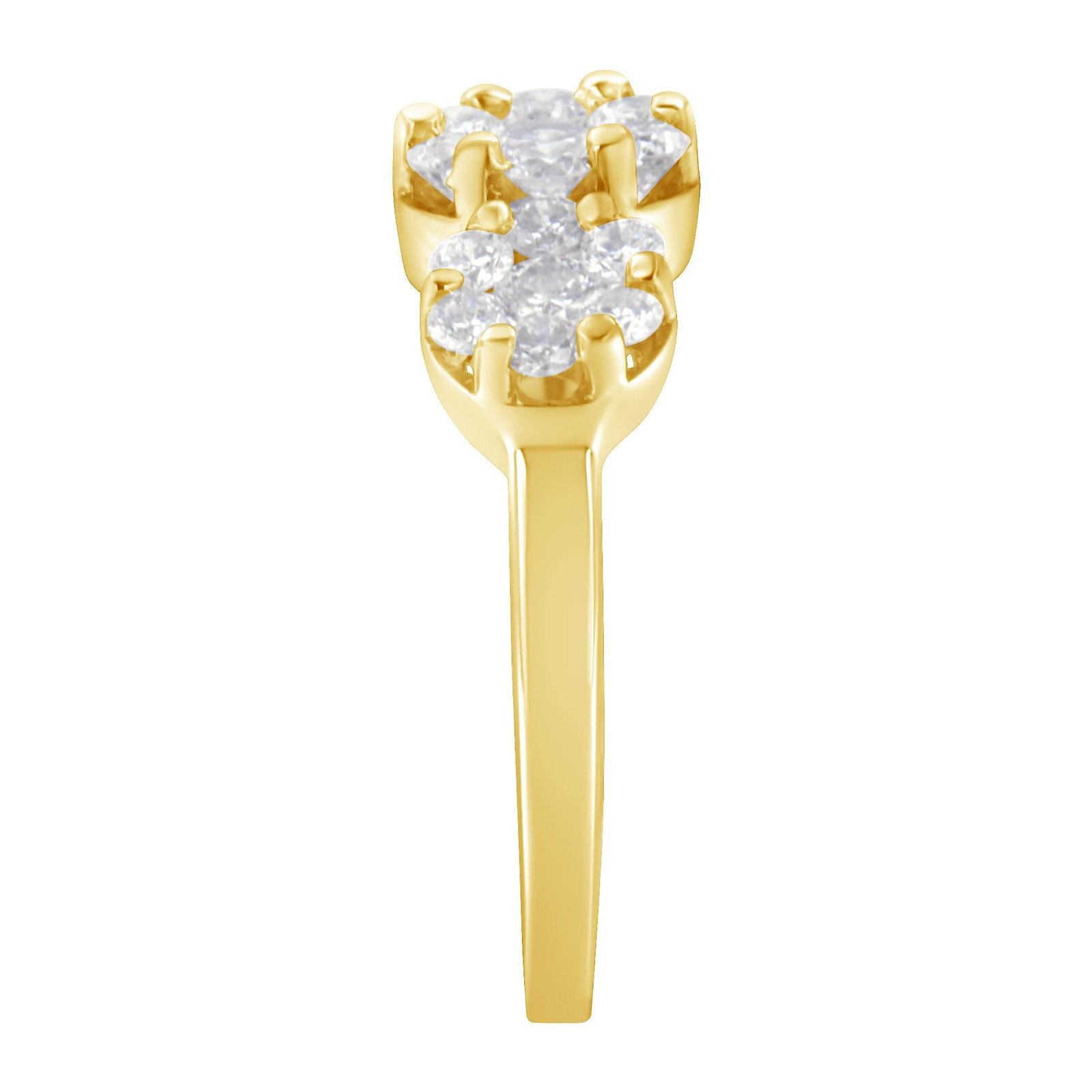 14K Yellow Gold 1-1/4 Cttw Brilliant Cut Diamond Three Round Floral Clusters Engagement or Fashion R - 5