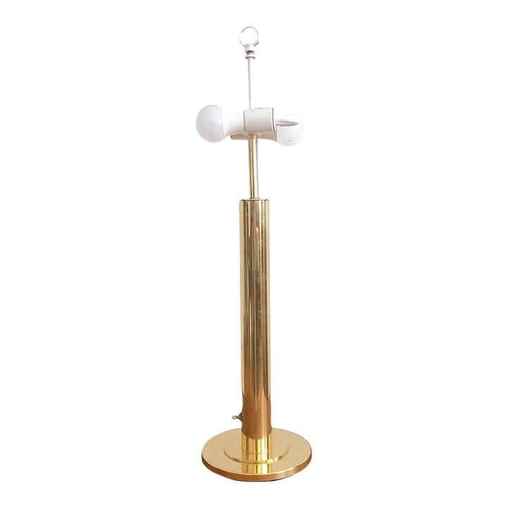 Mid Century Brass Cylindrical Table Lamp Attributed to Nessen (1 of 5)