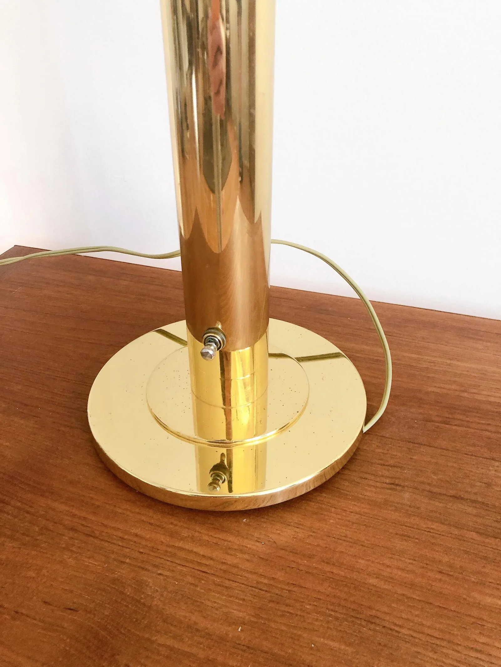 Mid Century Brass Cylindrical Table Lamp Attributed to Nessen - 2