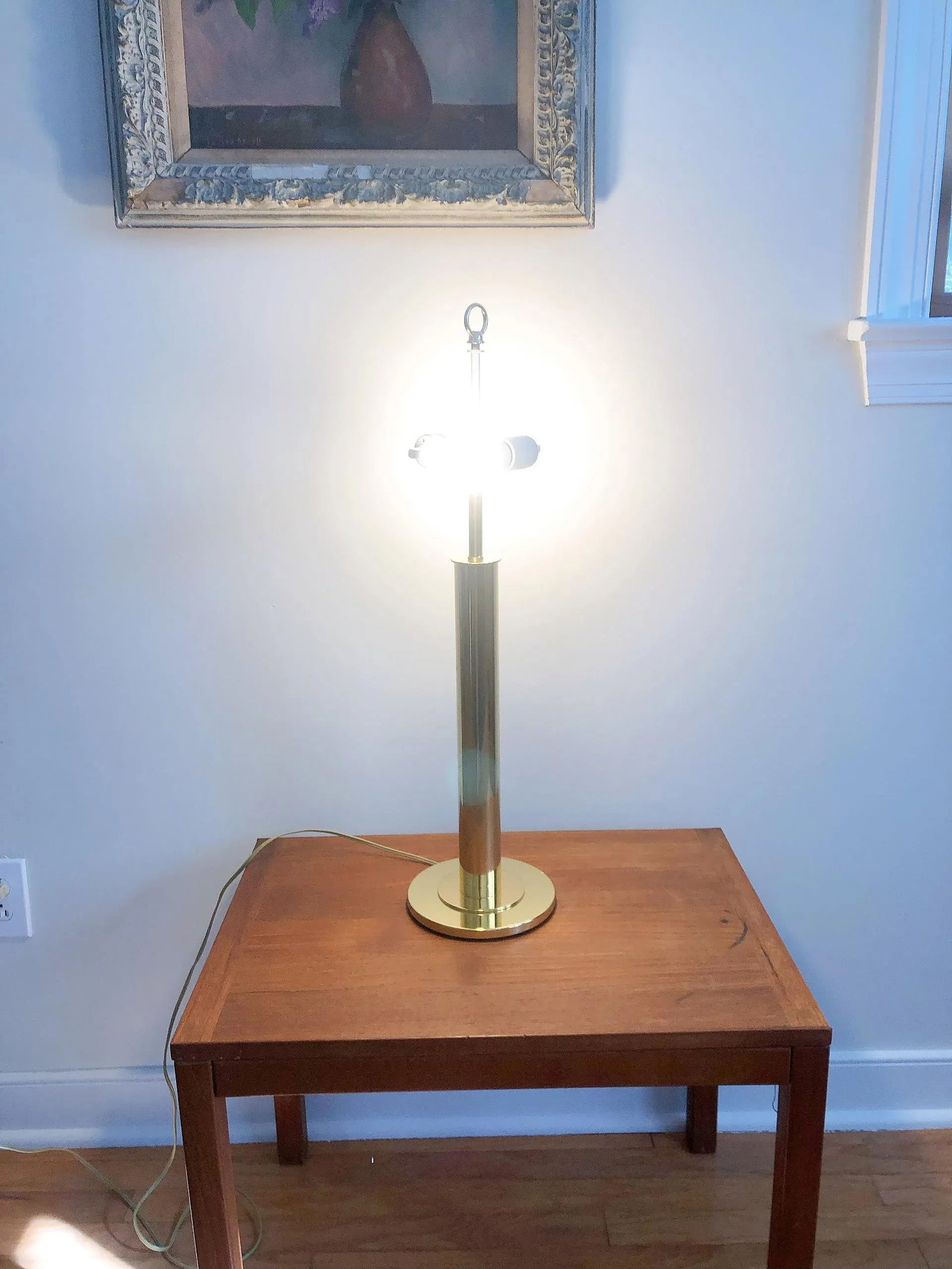 Mid Century Brass Cylindrical Table Lamp Attributed to Nessen - 4