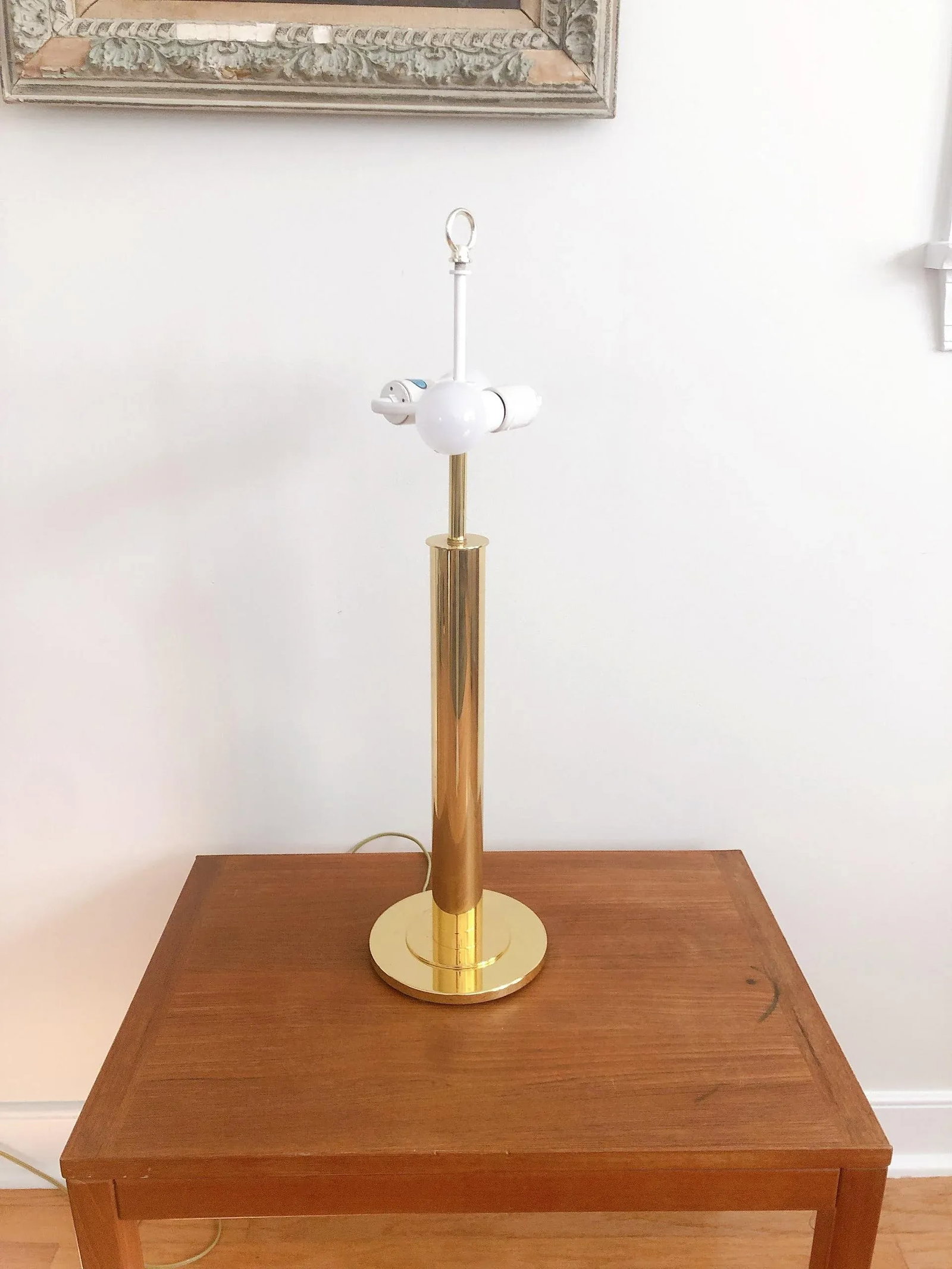 Mid Century Brass Cylindrical Table Lamp Attributed to Nessen - 5