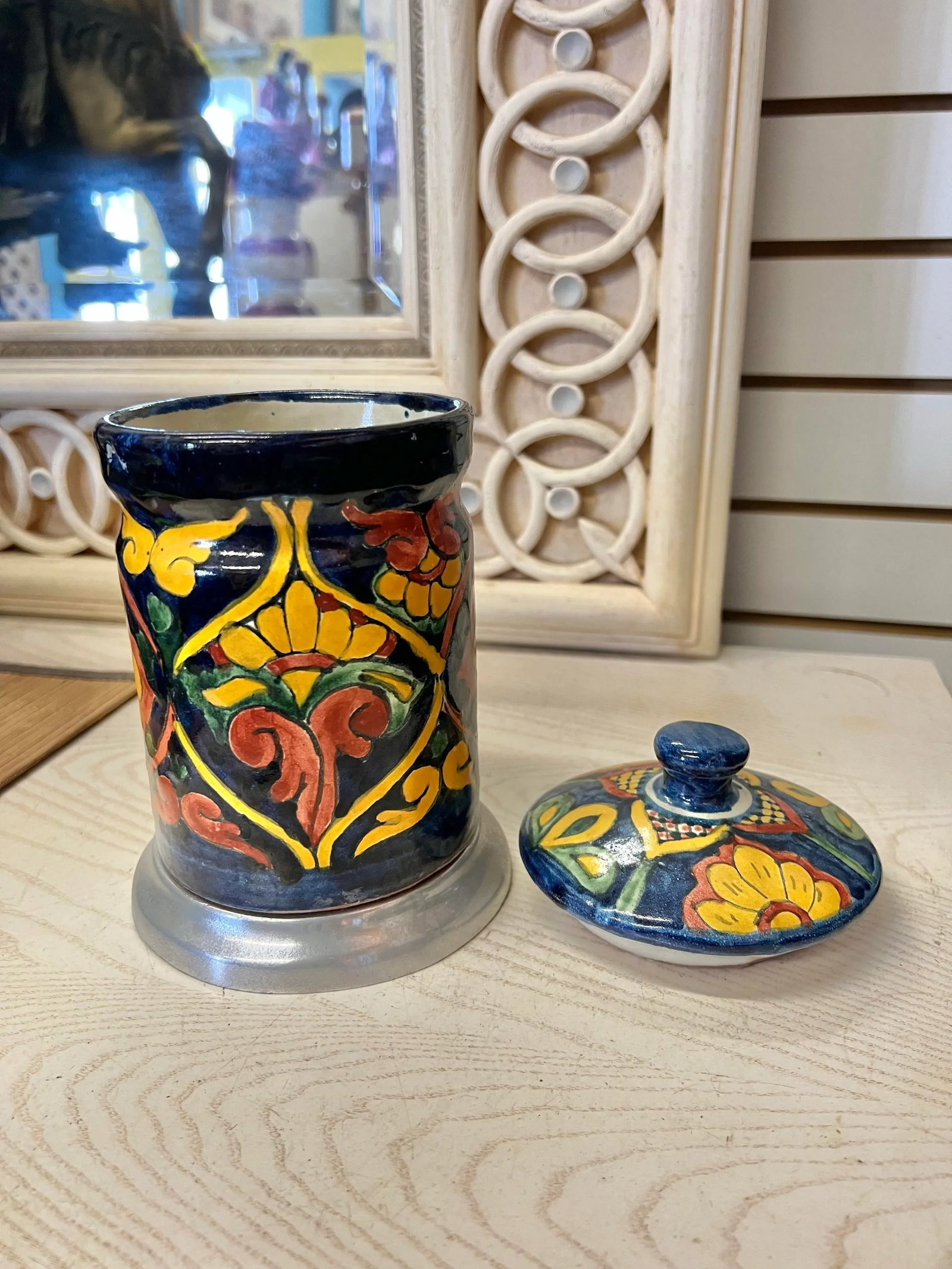 Vintage Lidded Talavera Mexican Pottery Jar - 3