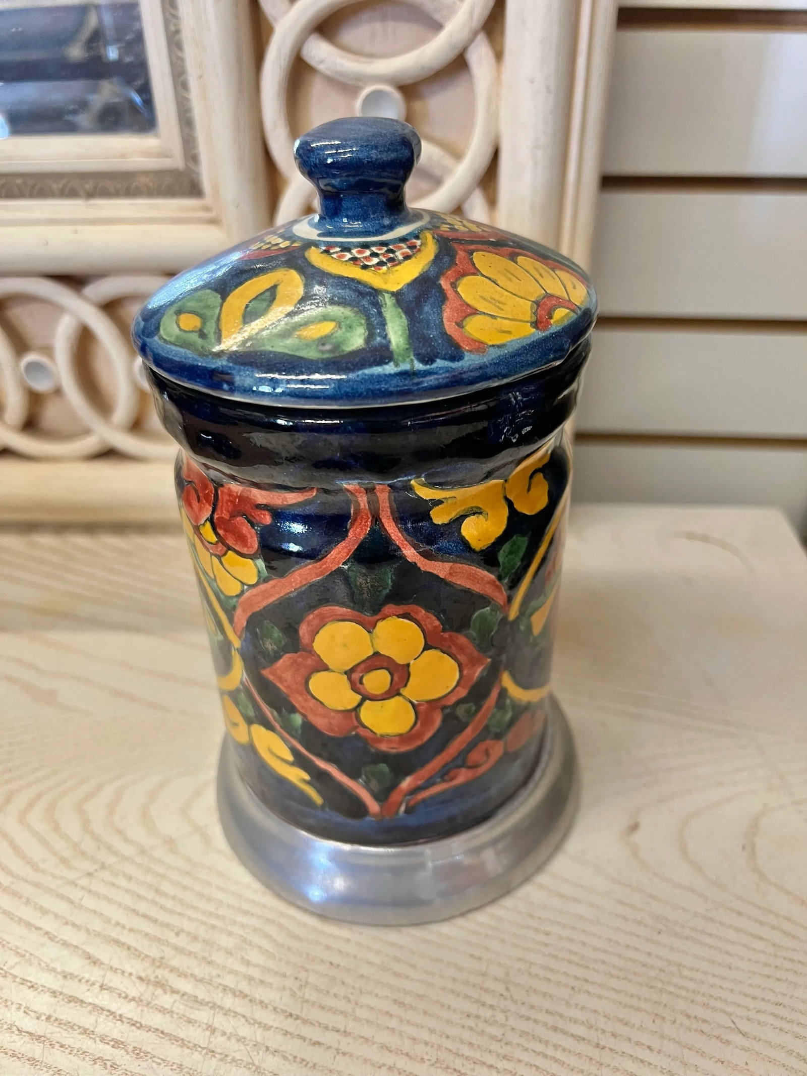 Vintage Lidded Talavera Mexican Pottery Jar - 5