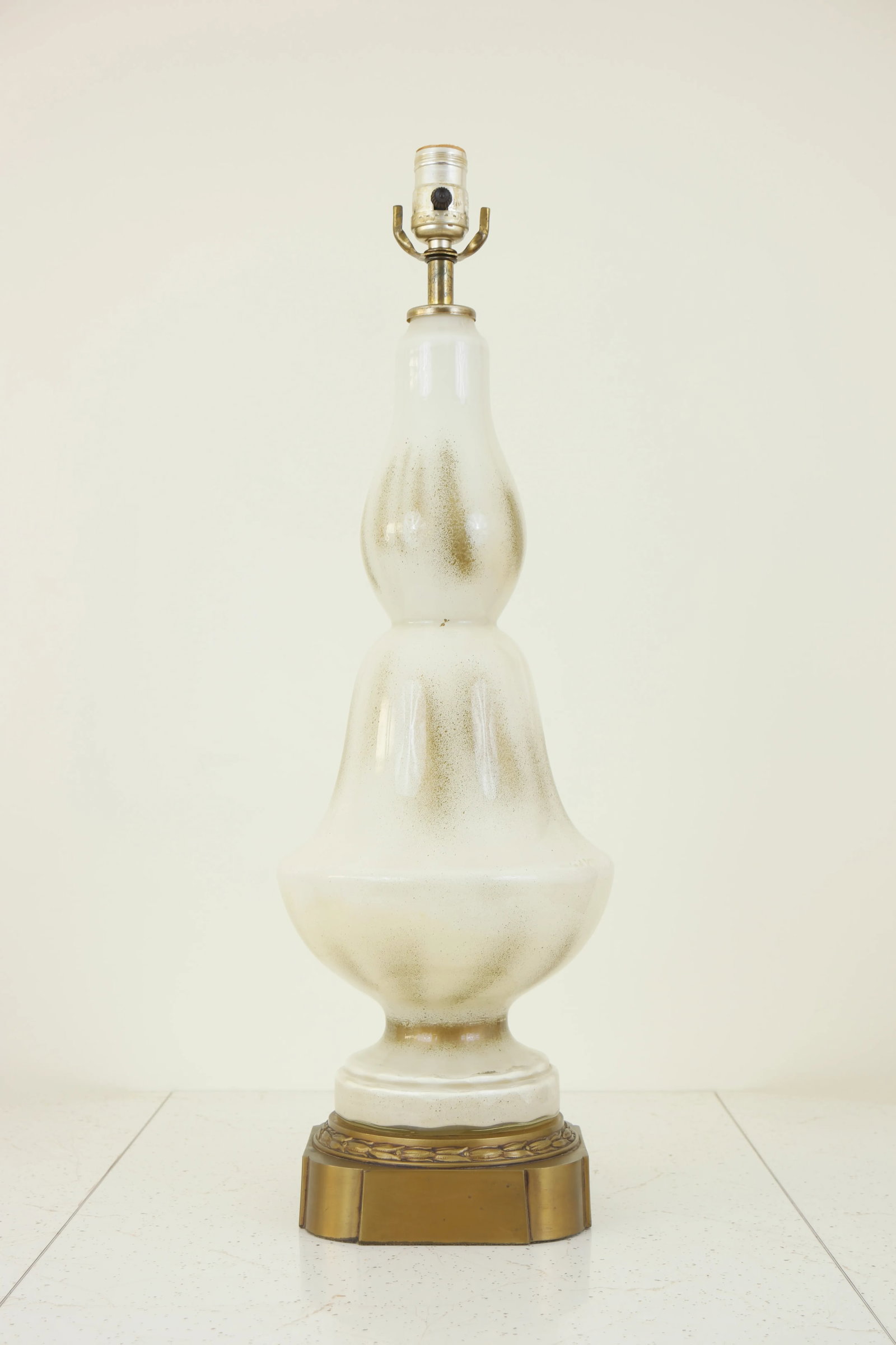 Vintage Glass & Bronze Table Lamp - 12