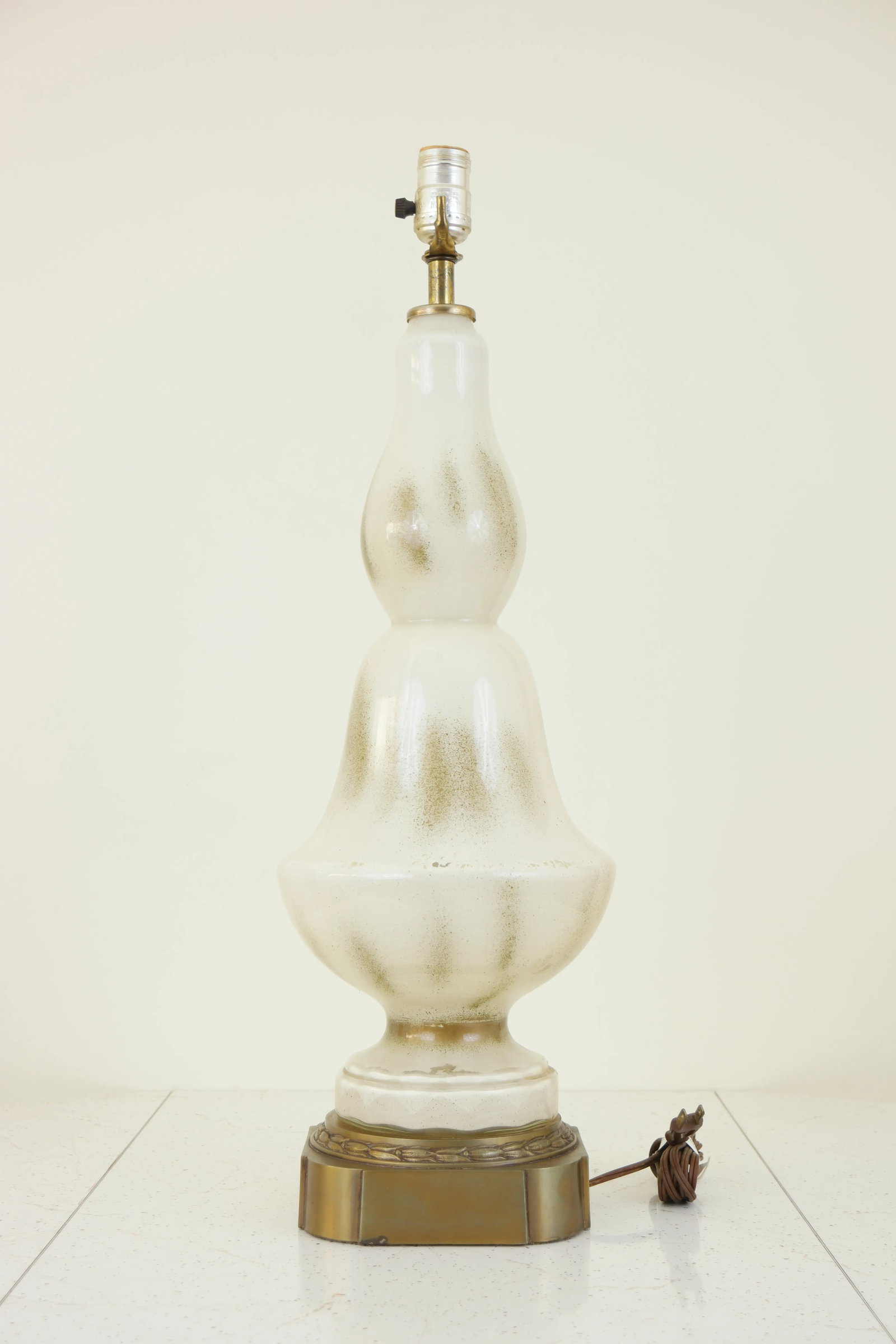 Vintage Glass & Bronze Table Lamp - 2