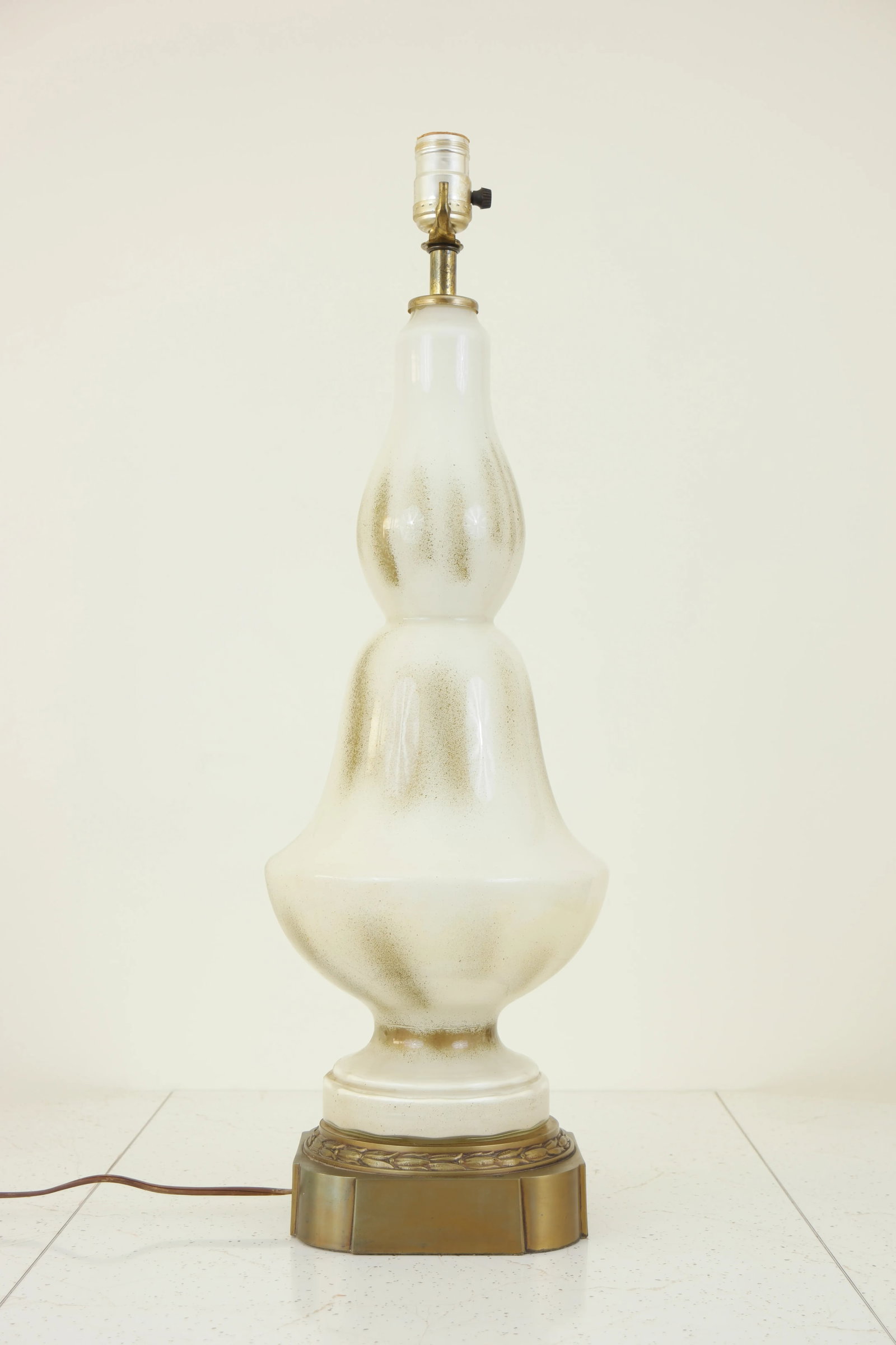 Vintage Glass & Bronze Table Lamp - 3