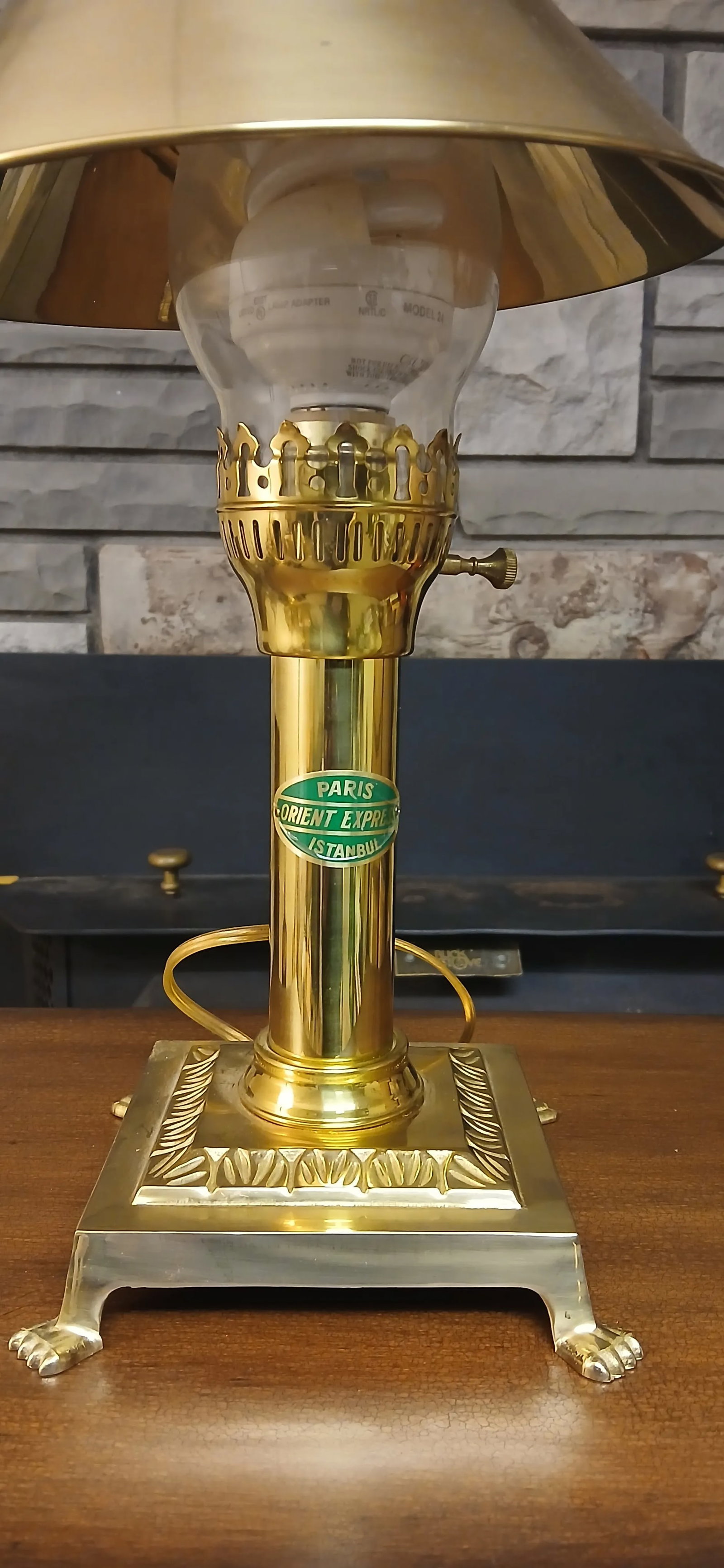 Vintage Brass Paris Orient Express Istanbul Table Lamp - 12