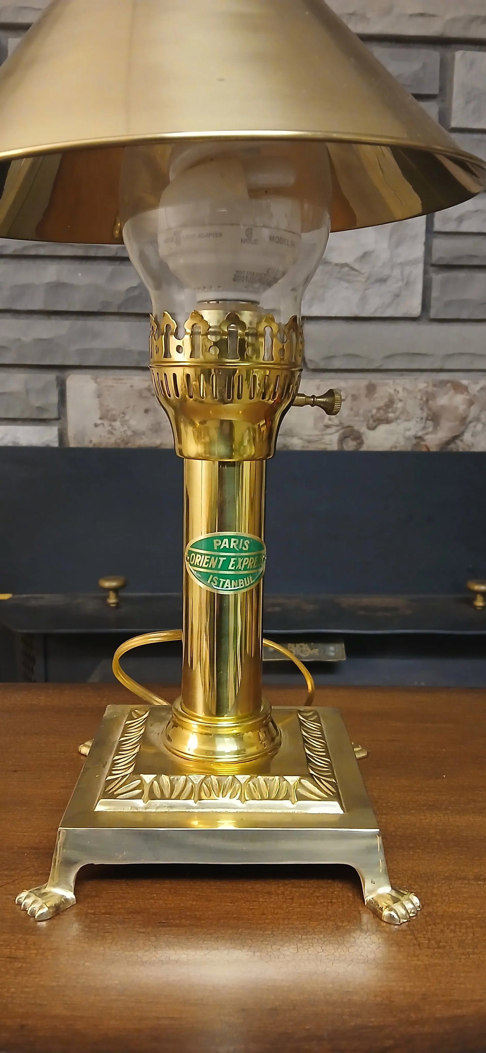 Vintage Brass Paris Orient Express Istanbul Table Lamp - 2