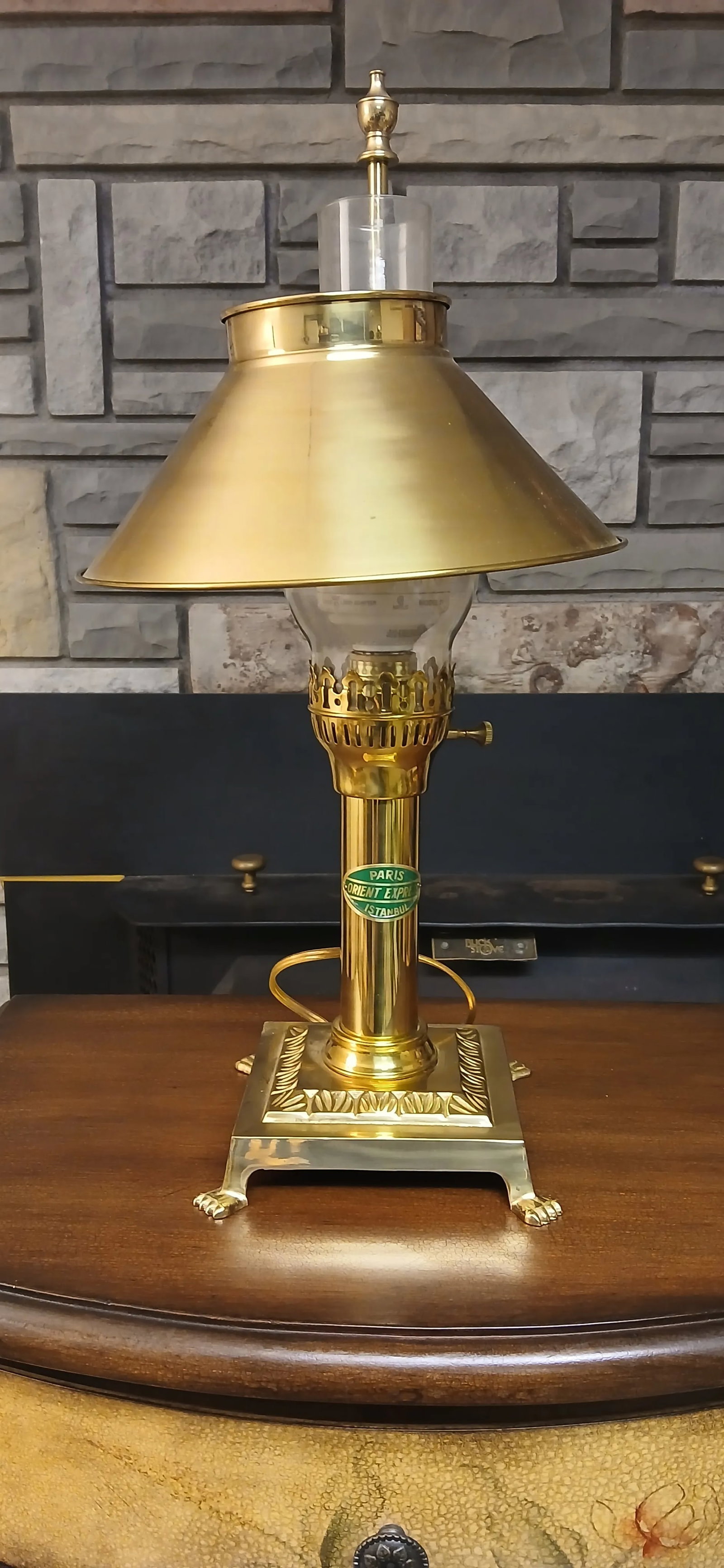 Vintage Brass Paris Orient Express Istanbul Table Lamp - 3