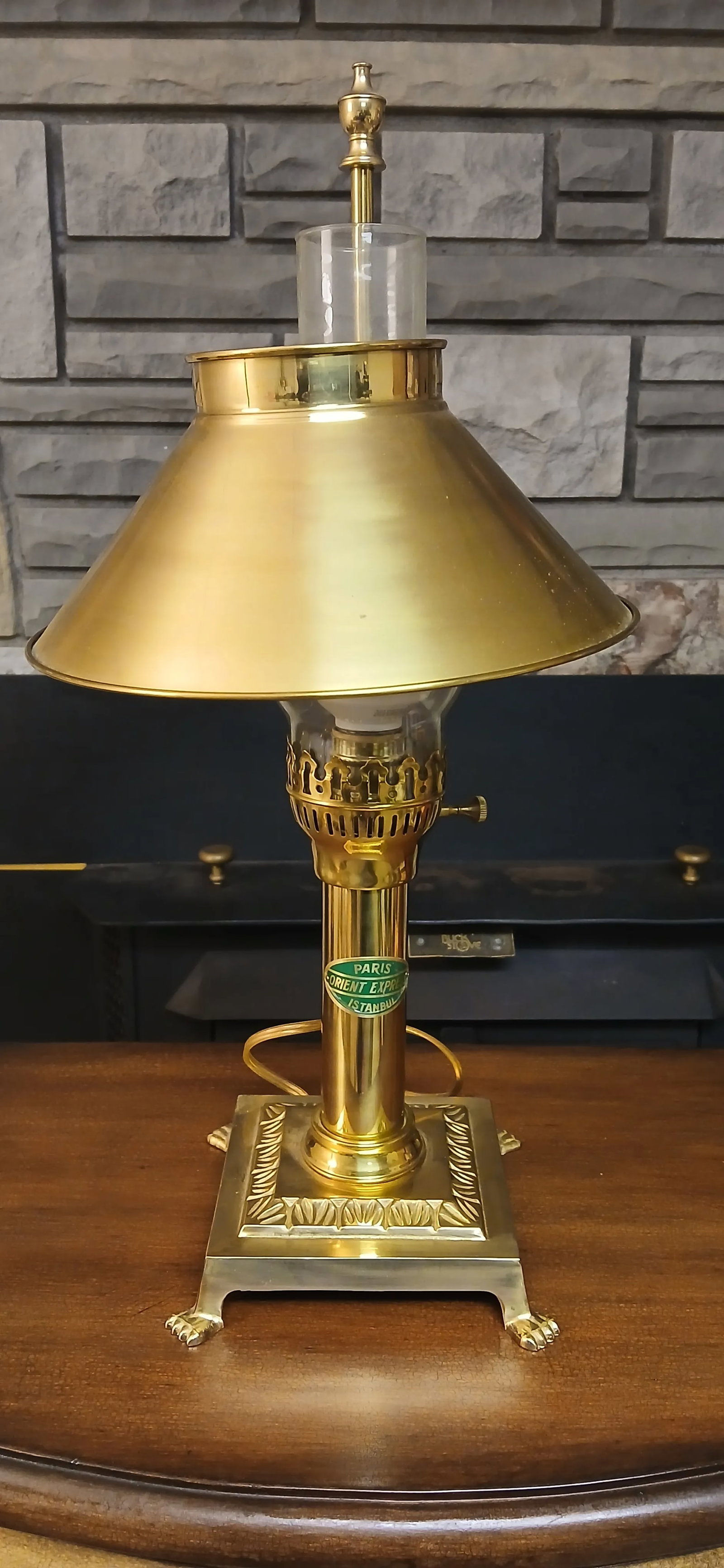 Vintage Brass Paris Orient Express Istanbul Table Lamp - 4