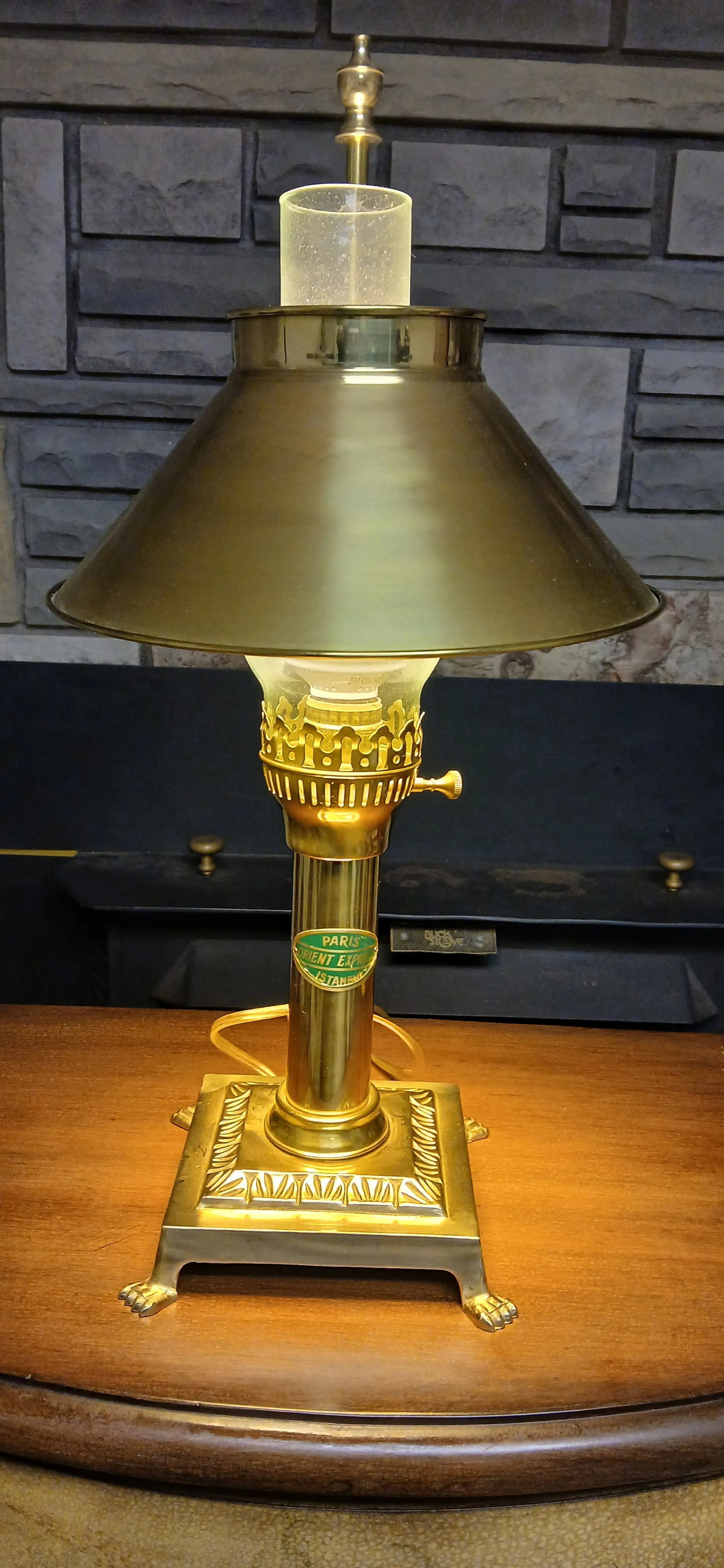 Vintage Brass Paris Orient Express Istanbul Table Lamp - 6