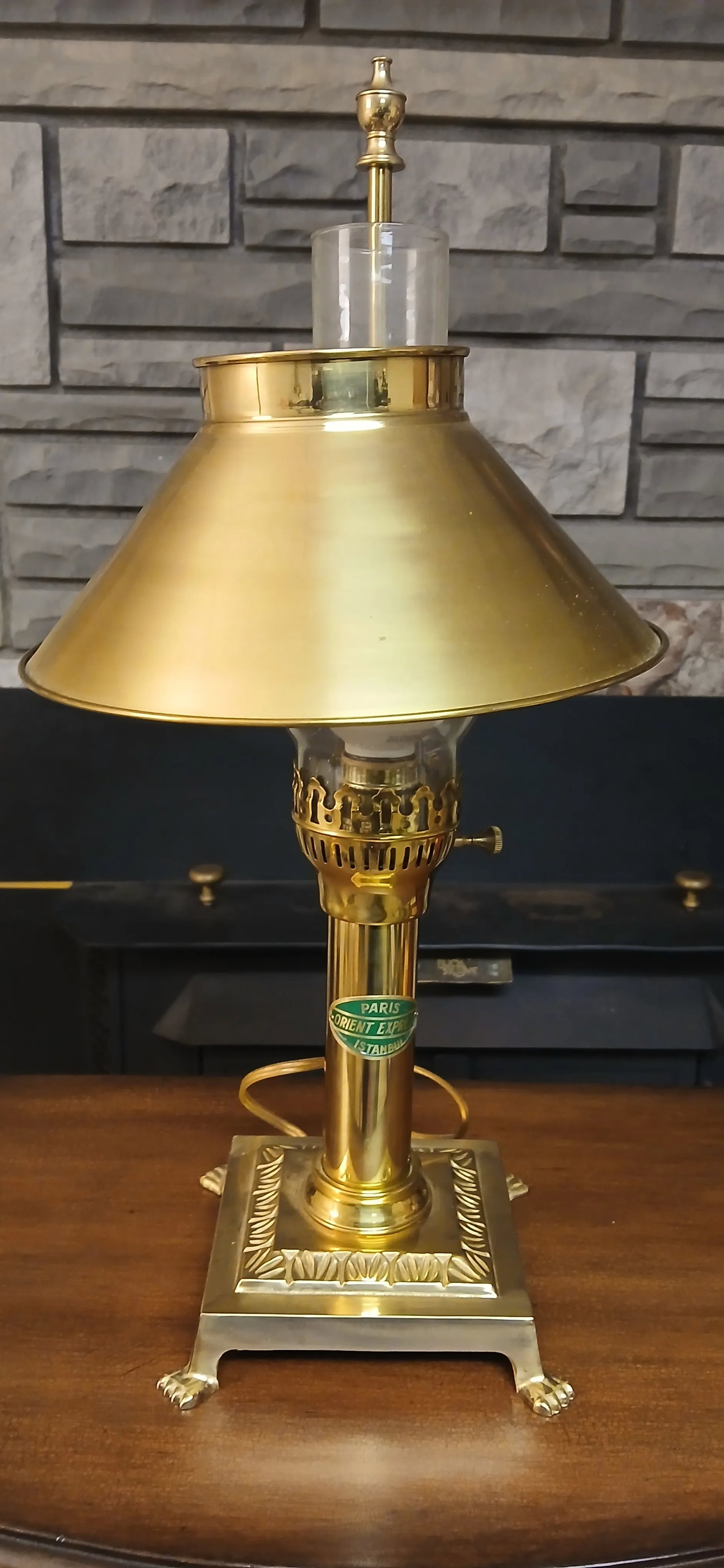 Vintage Brass Paris Orient Express Istanbul Table Lamp - 7