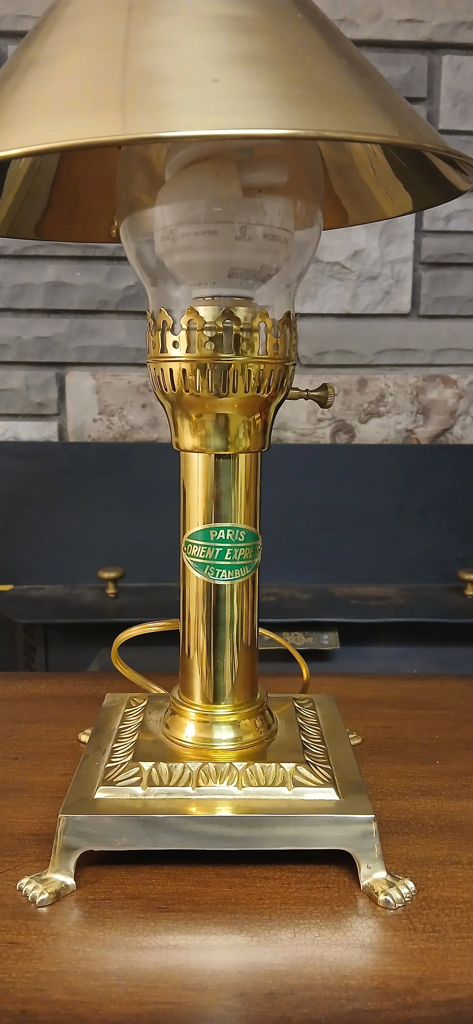 Vintage Brass Paris Orient Express Istanbul Table Lamp - 9