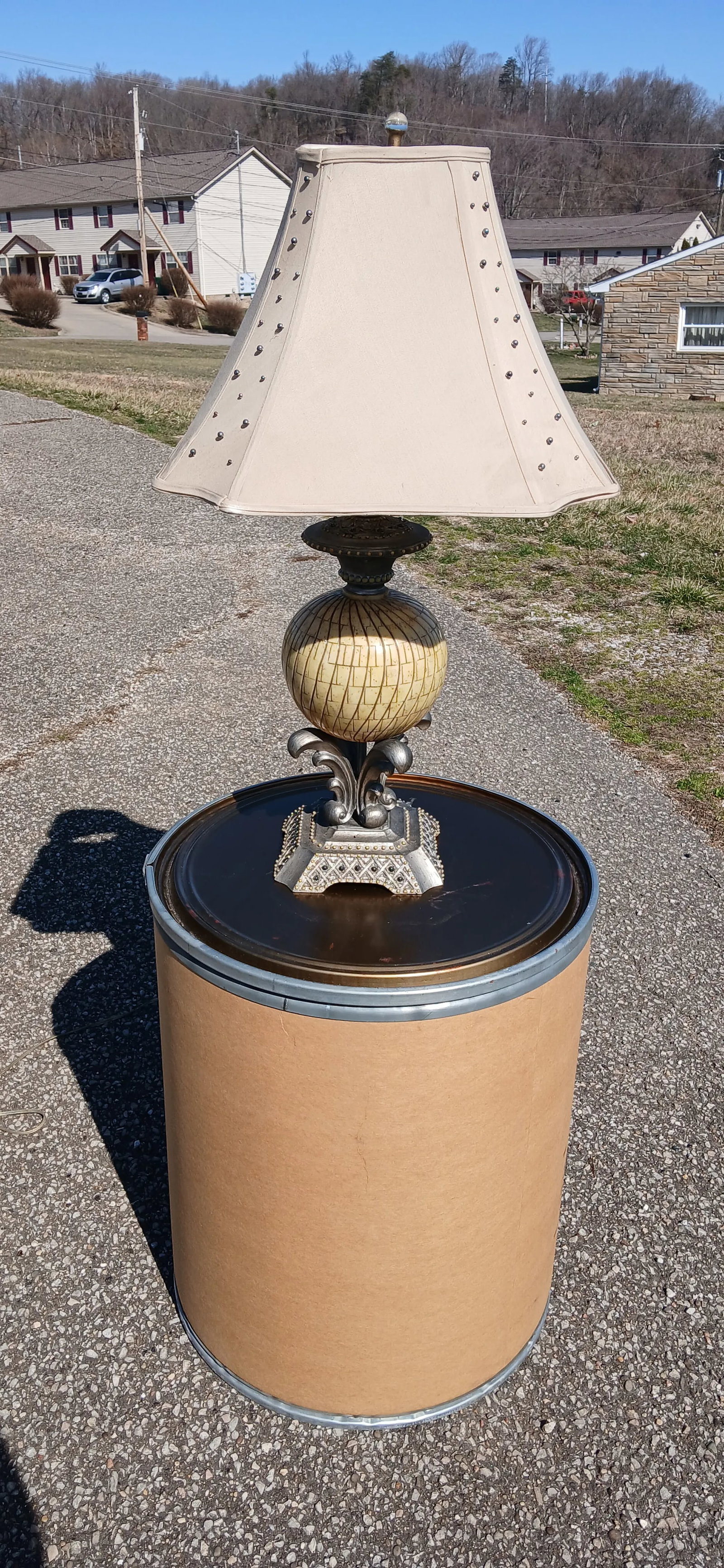 Vintage Ornate Table Lamp With Studded Shade - 6