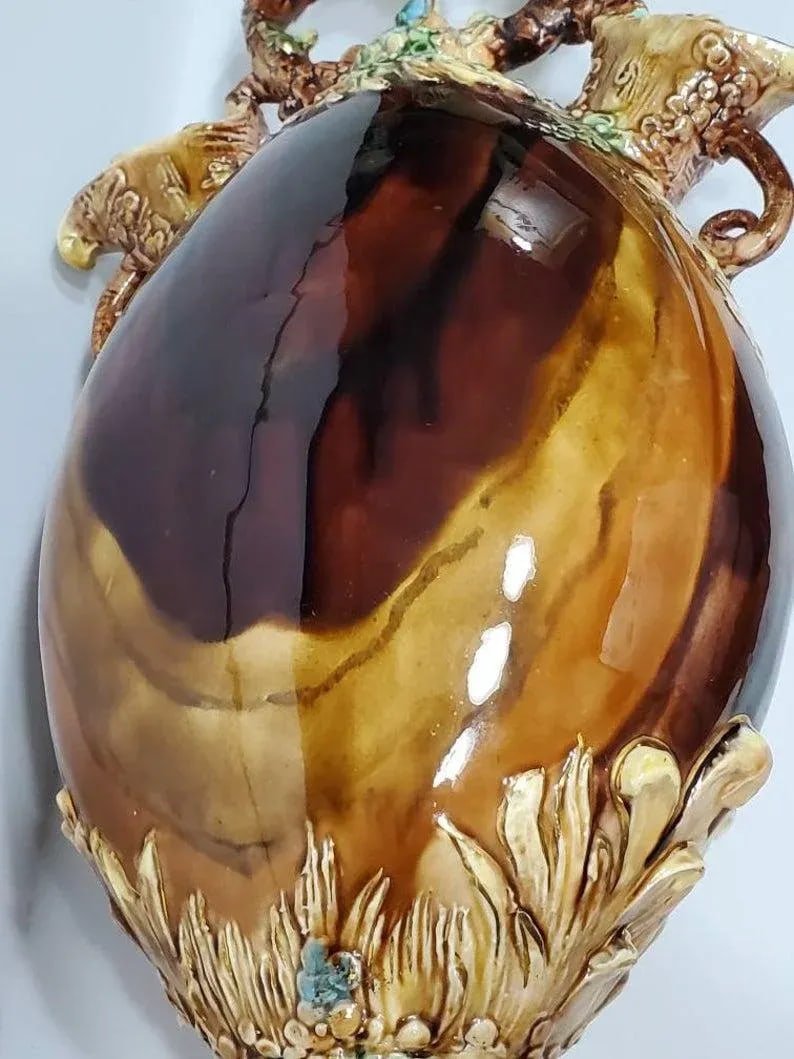 Amphora Works Teplitz Majolica Double Spouted Amphora - 4