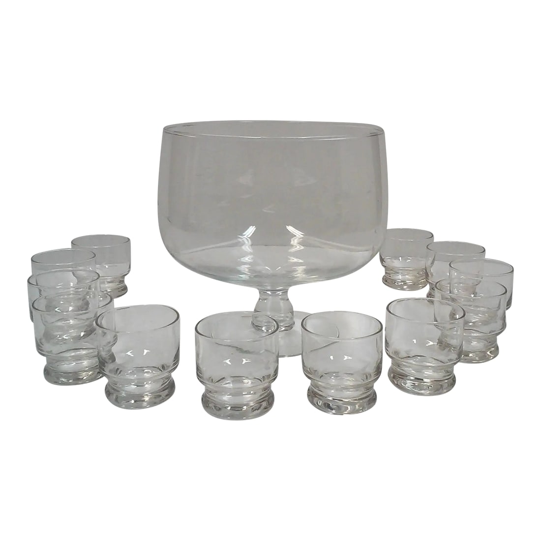 Vintage Floral Etched Crystal Glass Punch Bowl Set of 13 (1 of 6)