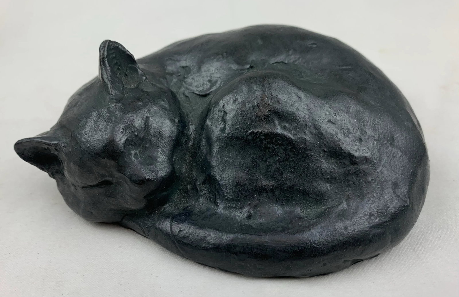 Vintage Black Sleeping Cat Figurine - 5