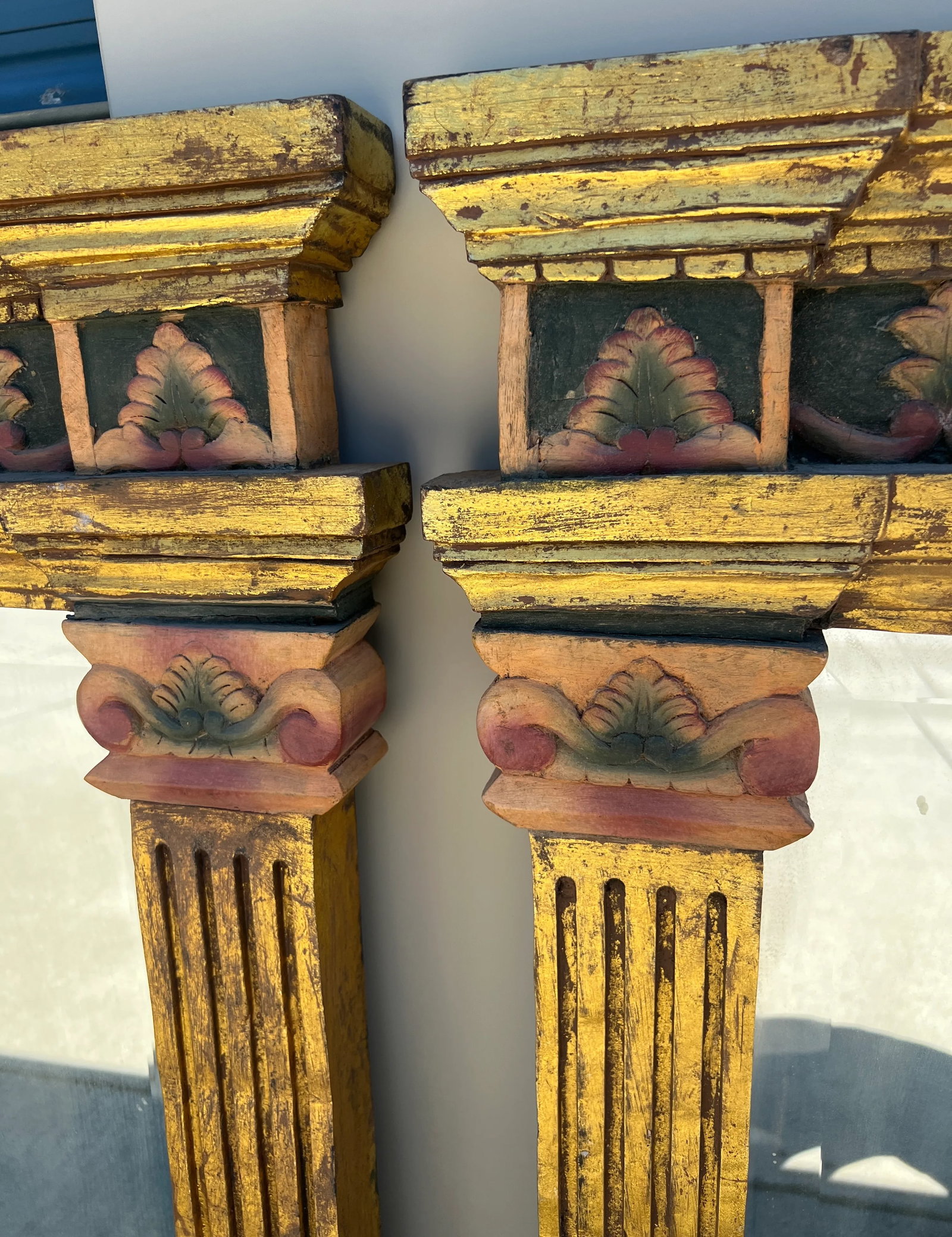 Vintage English Regency Egyptian Giltwood Revival Mirrors- Set of 2 - 3