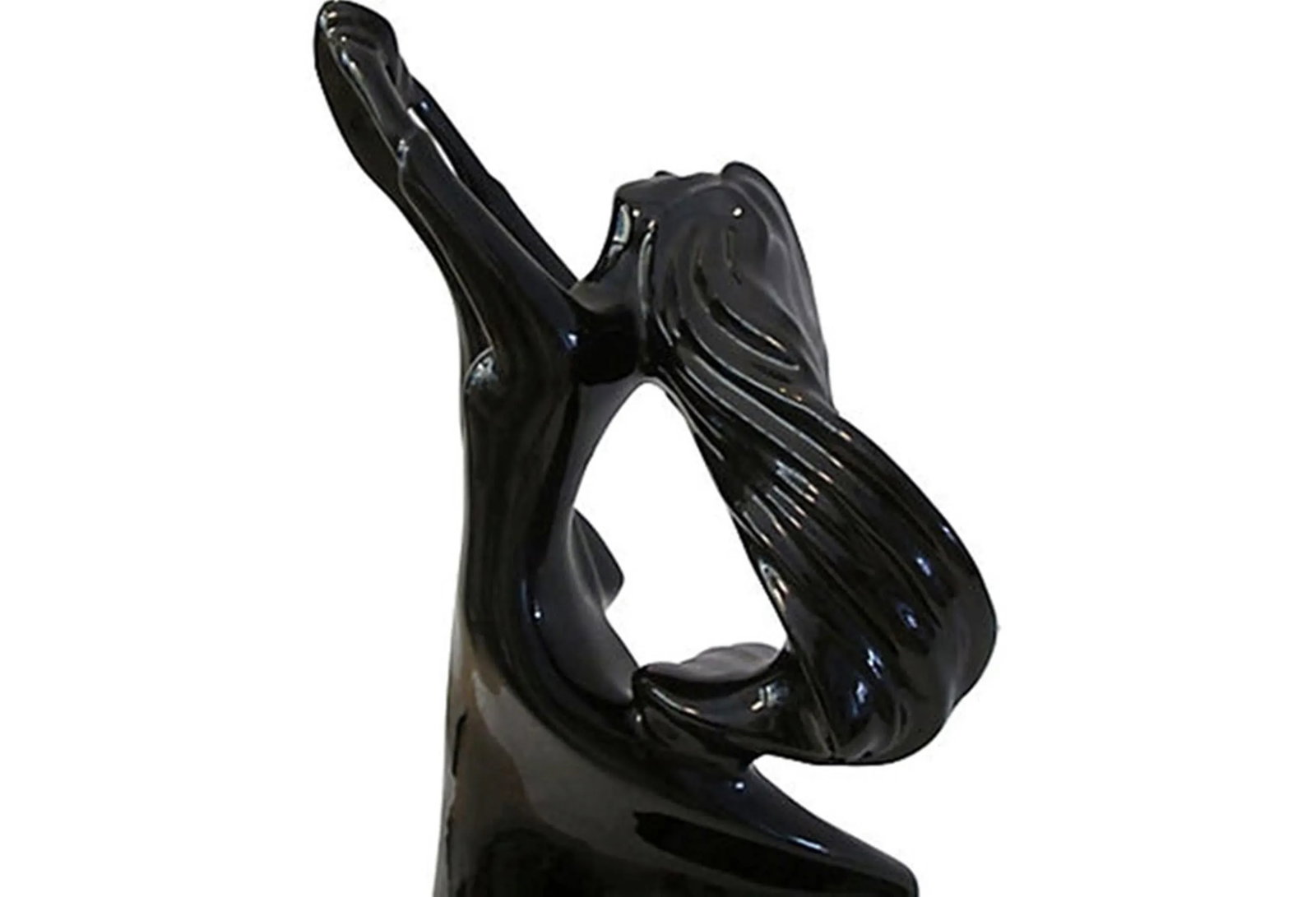 1980s Large Ebony Ceramic Flowing Dancer - 4