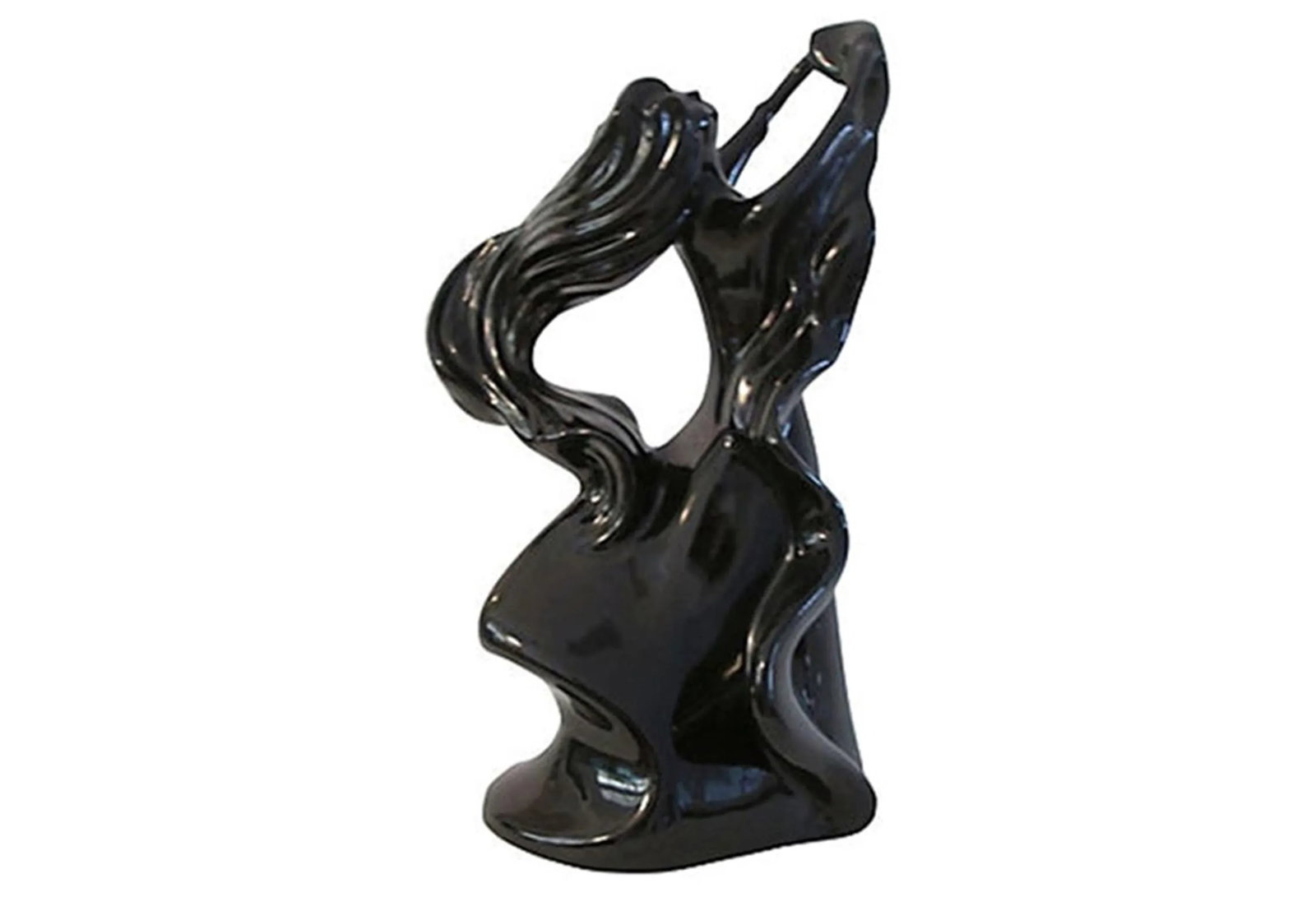 1980s Large Ebony Ceramic Flowing Dancer - 6