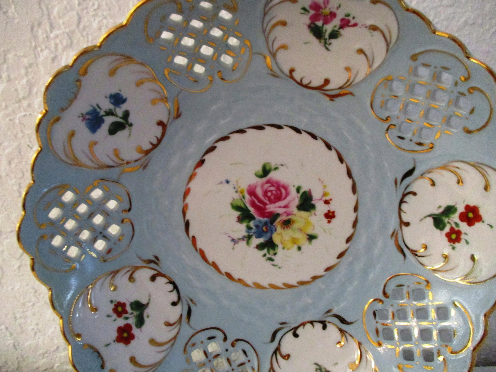 Vintage Powder Blue Hand-Painted Porcelain Bowl - 3