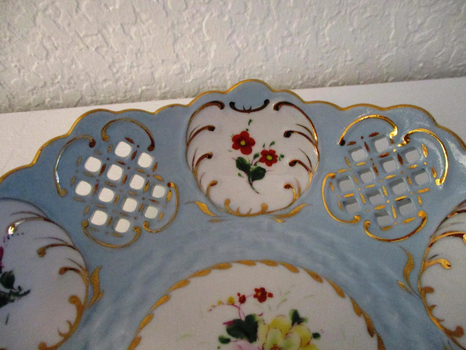 Vintage Powder Blue Hand-Painted Porcelain Bowl - 5