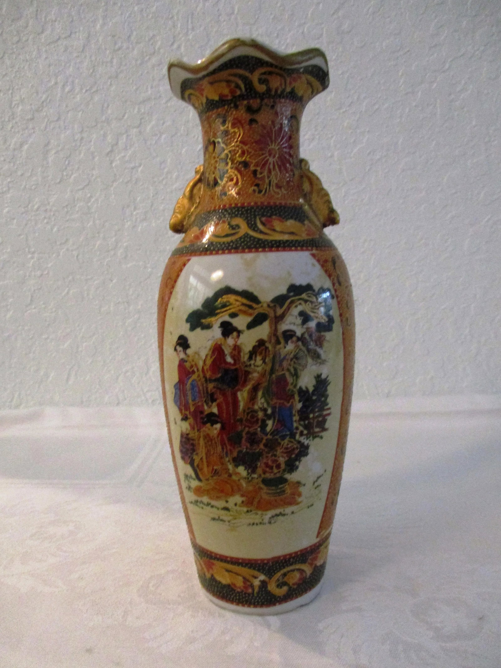 Mid-Century Chinese Geisha Girl Vase & Ginger Jar, Pair - 2
