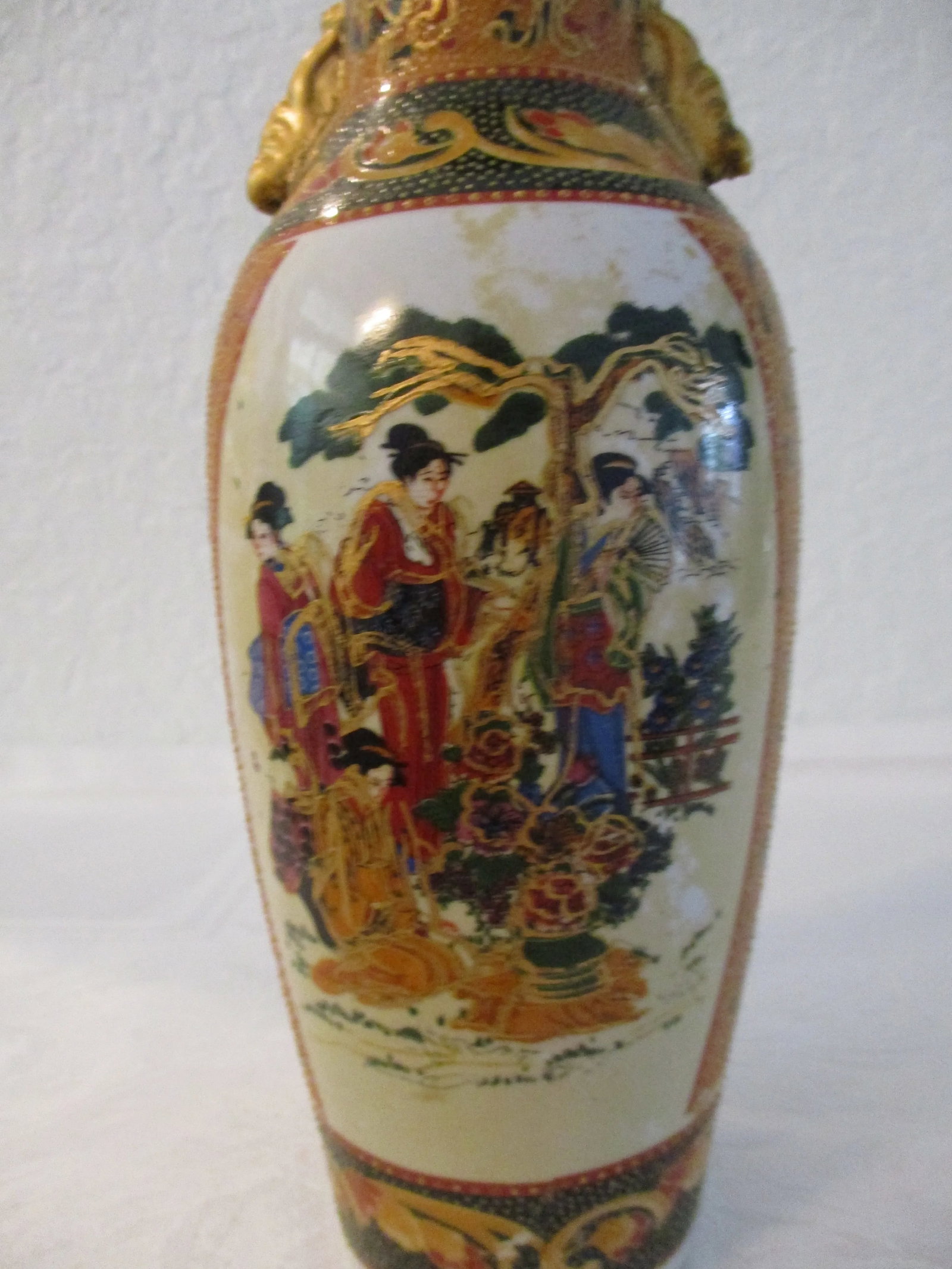 Mid-Century Chinese Geisha Girl Vase & Ginger Jar, Pair - 3