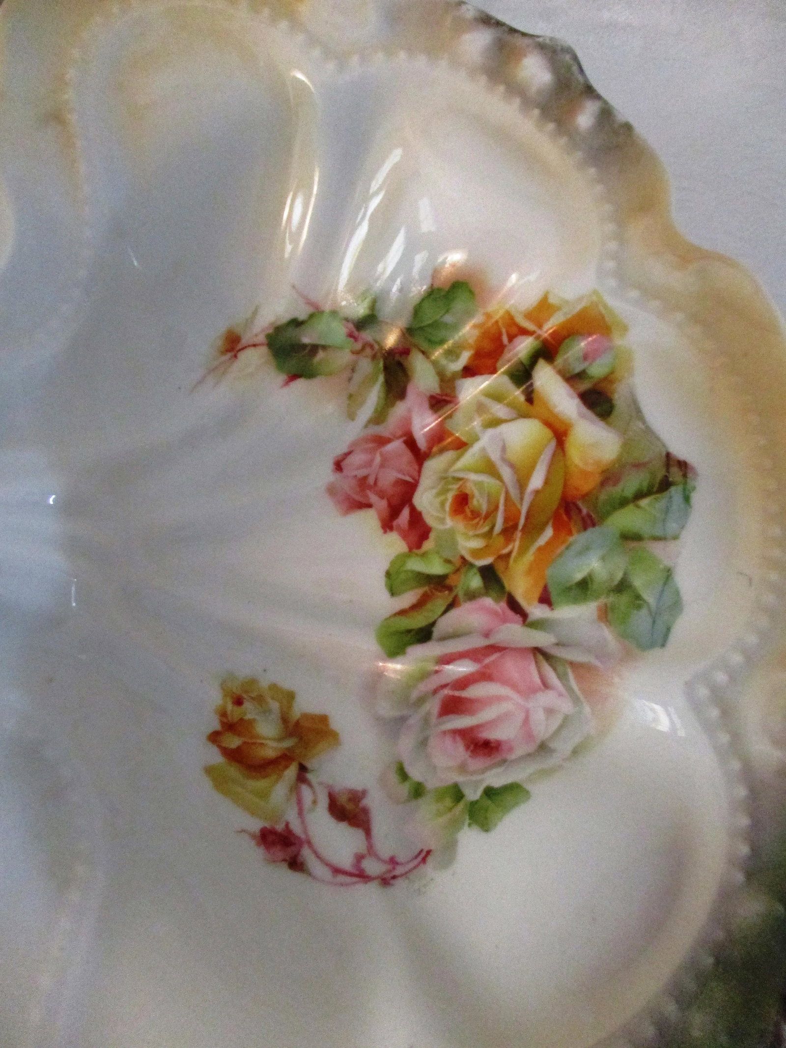 1920s German Hand-Painted Divided Floral Bowl - 5