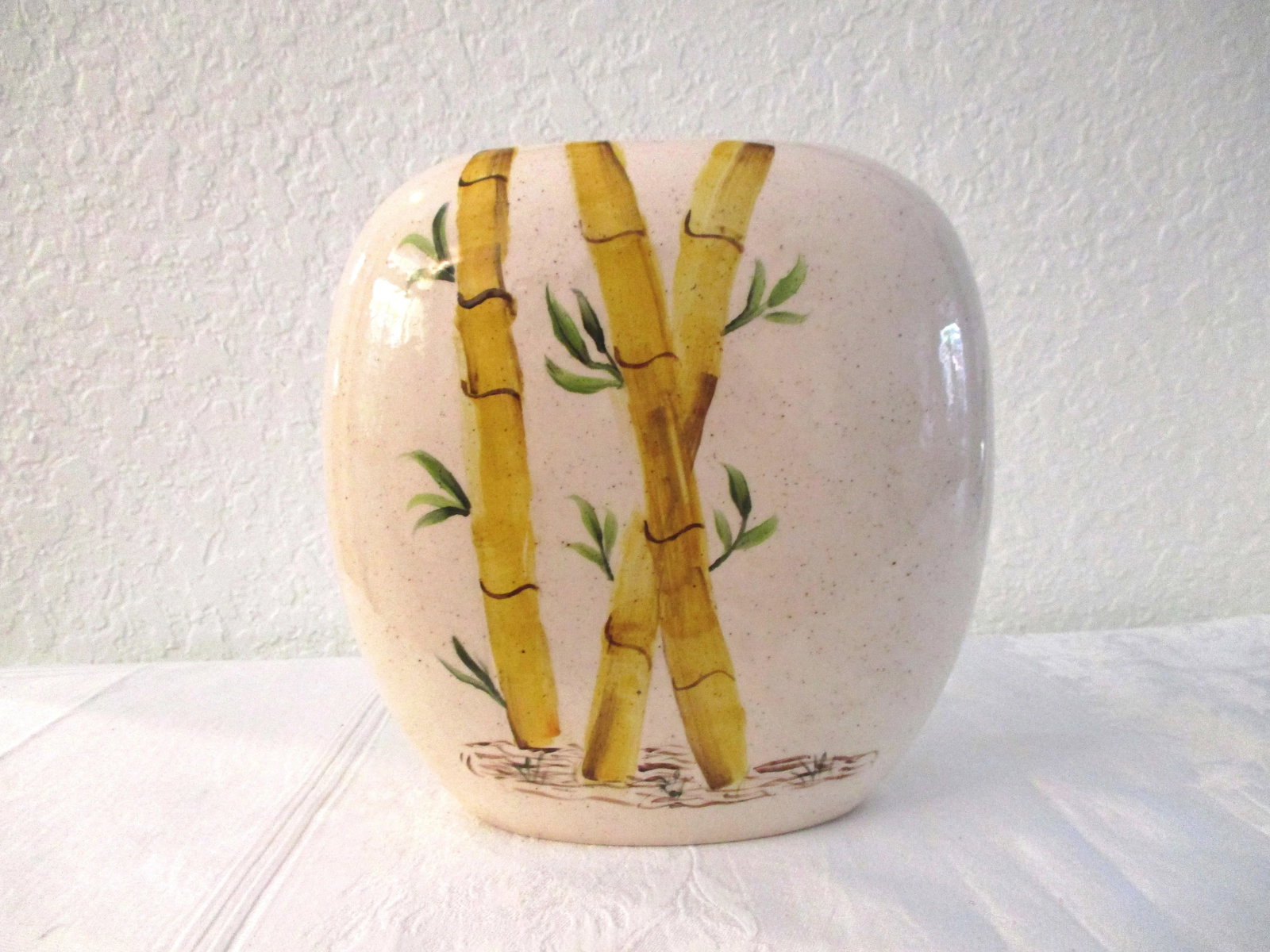 Mid-Century Hand-Painted Bamboo Design Vase - 7