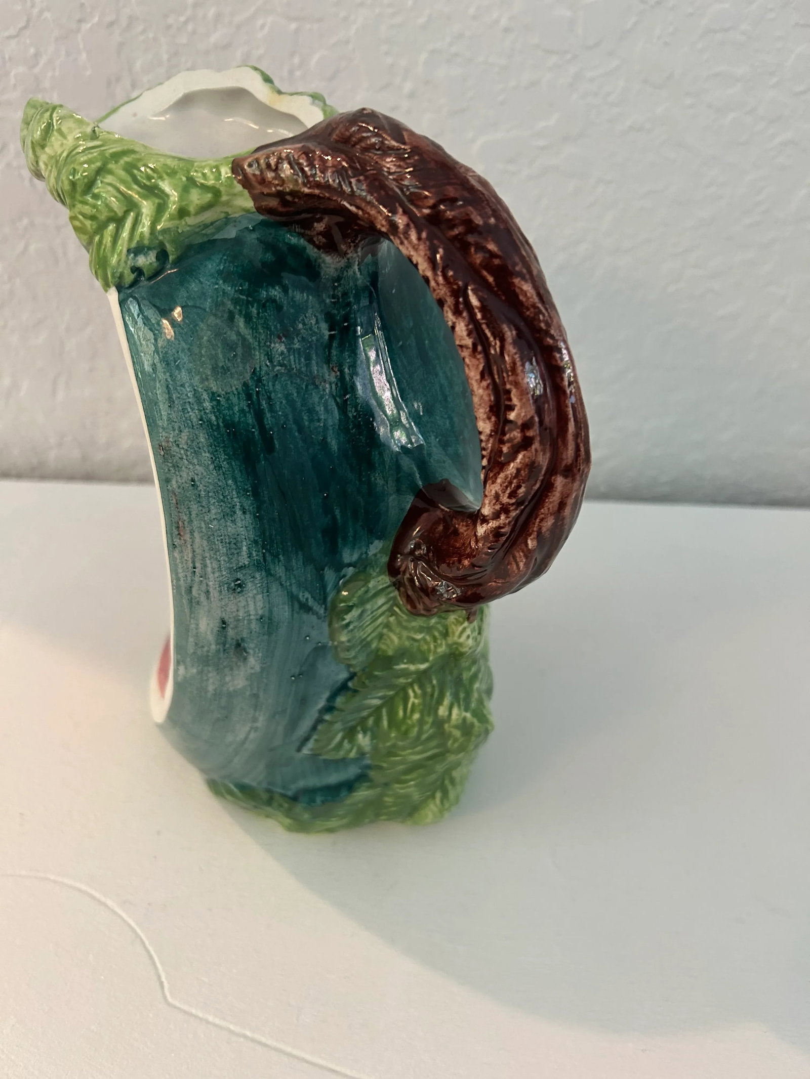 Vintage Italian Bassano Majolica Pottery Watermelon Pitcher - 4