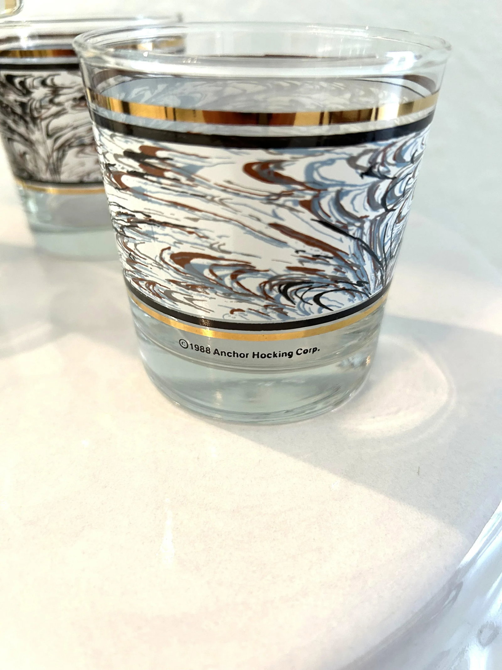 1980s Anchor Hocking Swirl Lowball Glasses, Set of 4 - 3