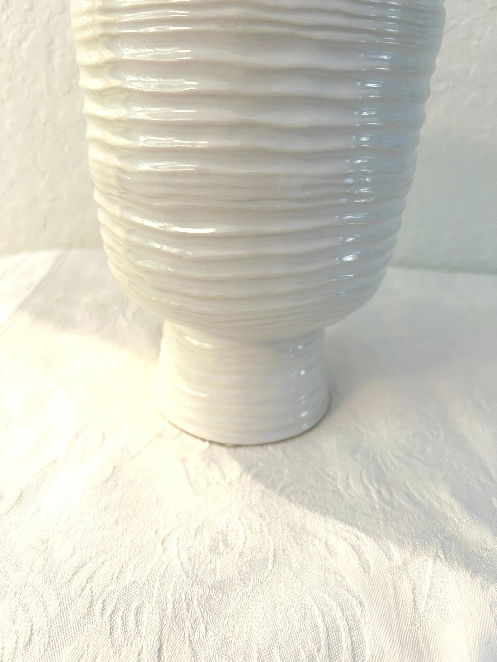 Modern Footed White Glazed Pottery Vase - 2