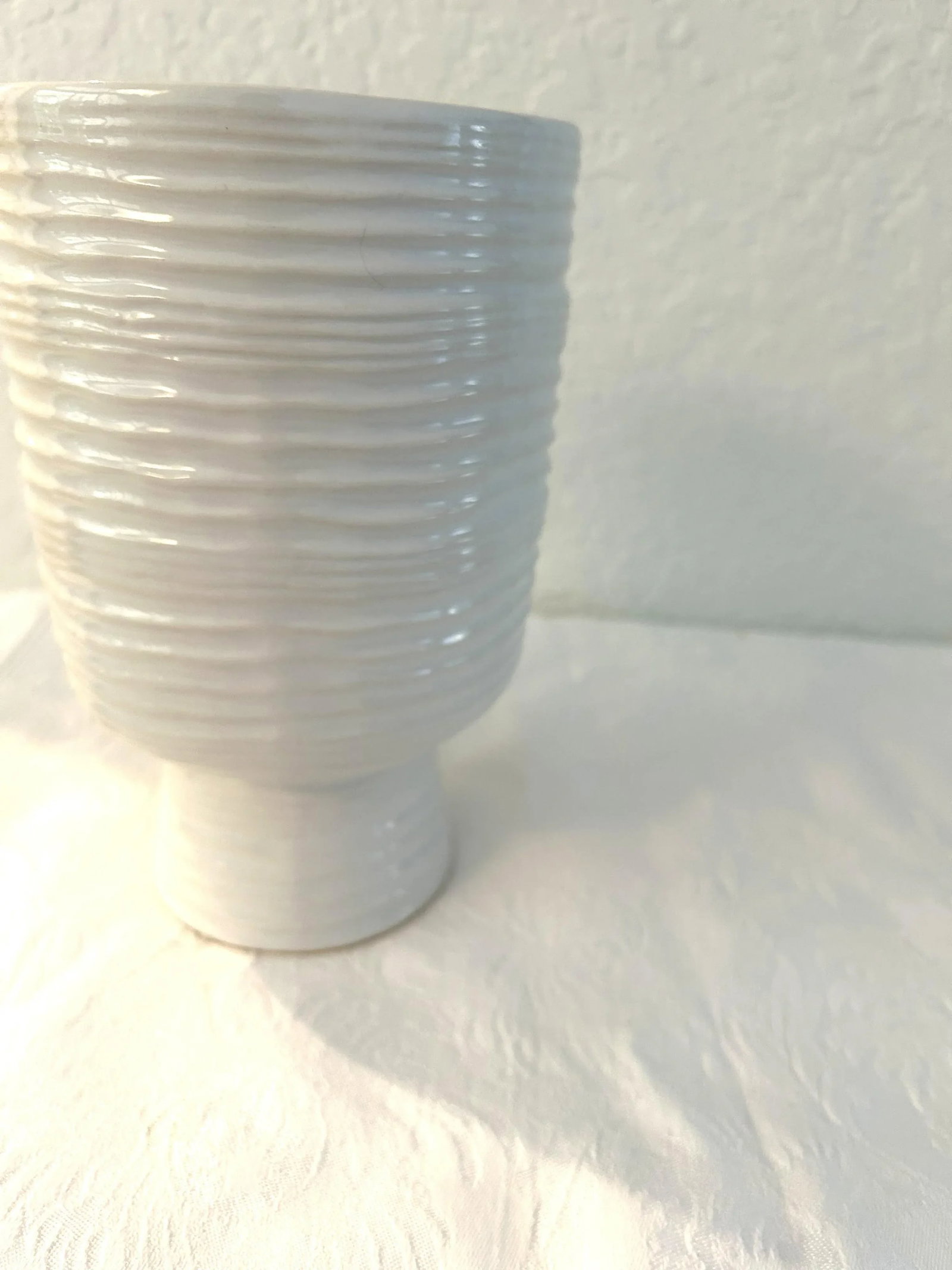 Modern Footed White Glazed Pottery Vase - 3
