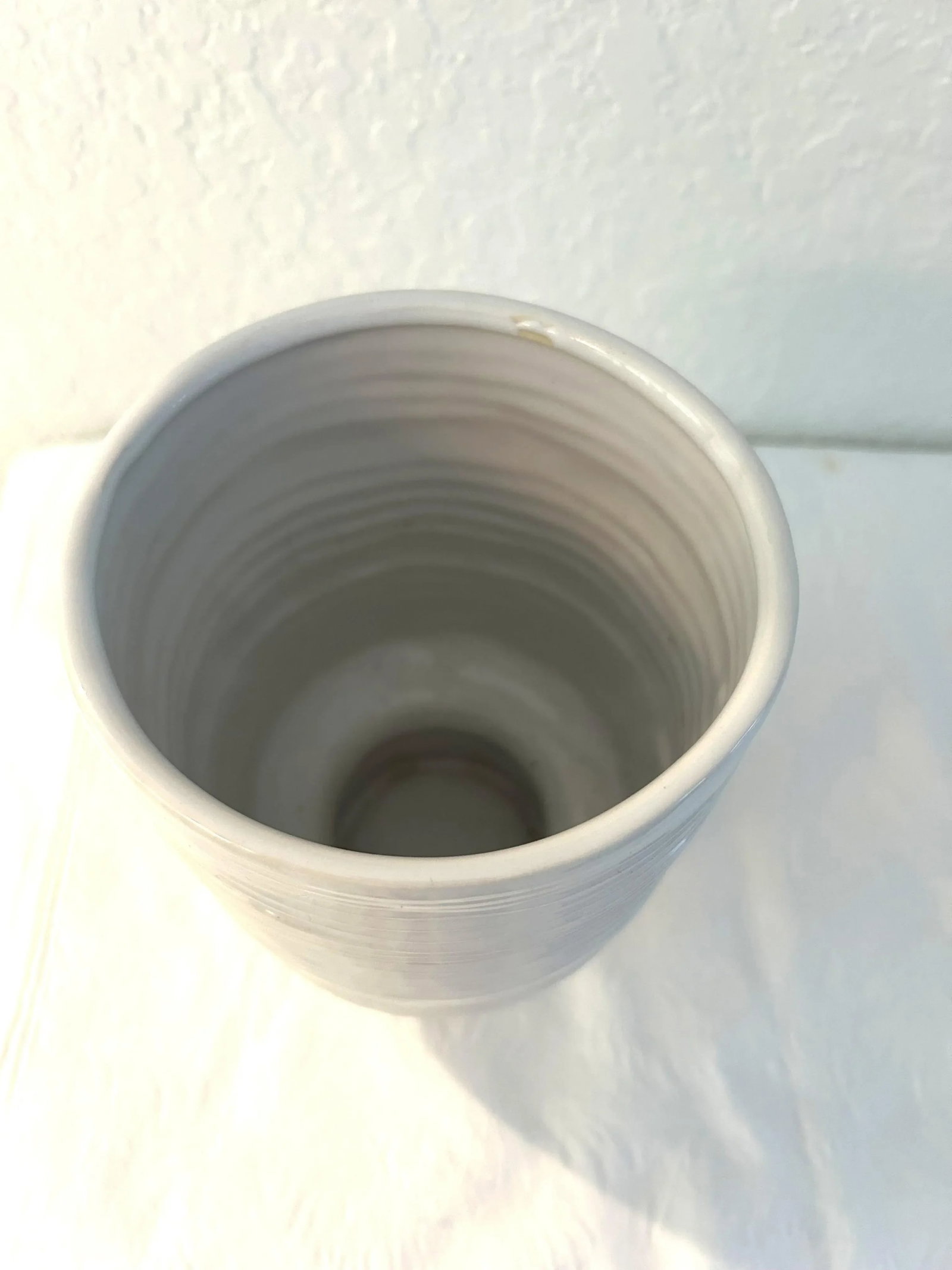 Modern Footed White Glazed Pottery Vase - 4