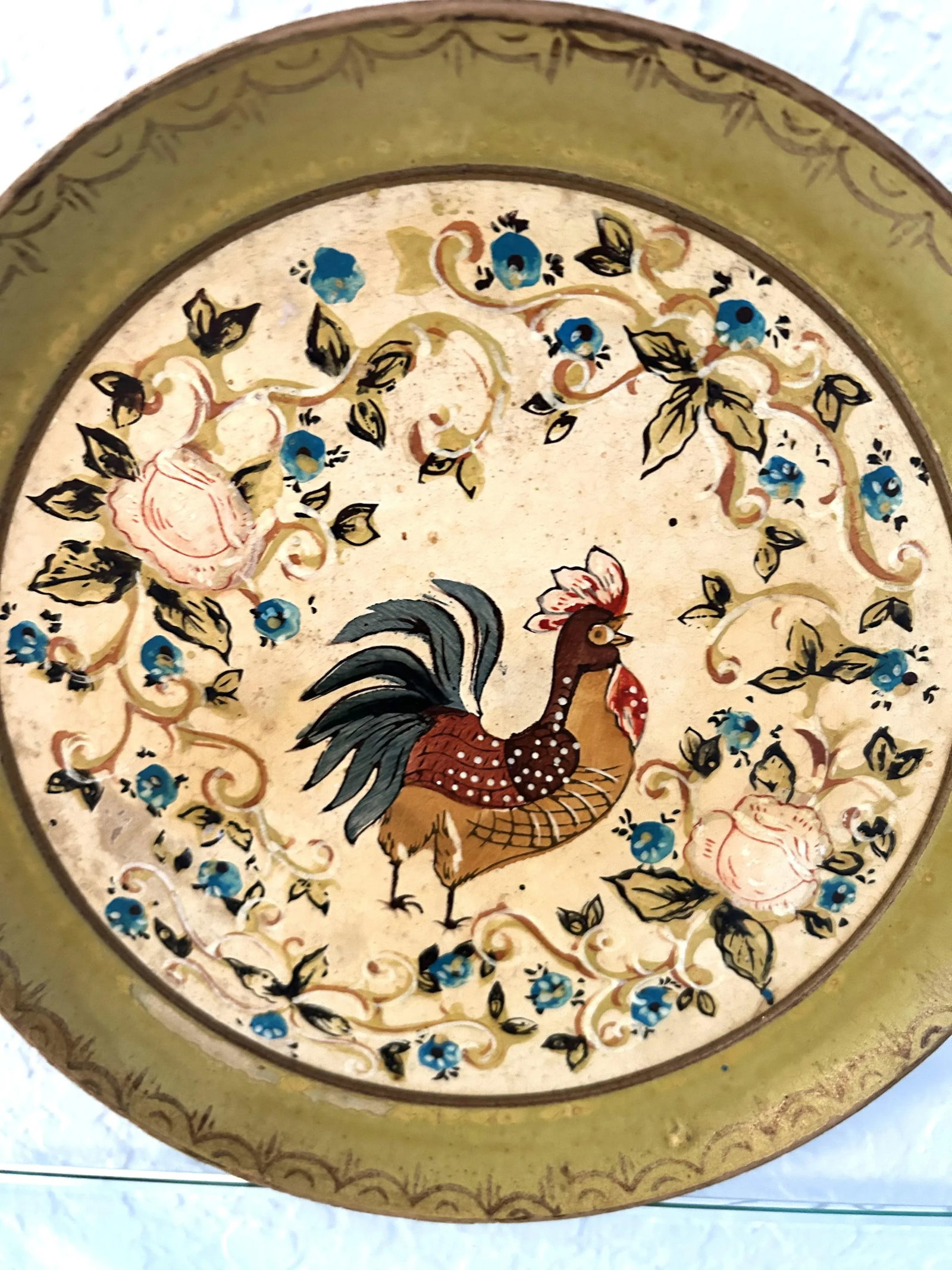 1950's Mexican Toleware Paper Mache Rooster Tray - 3