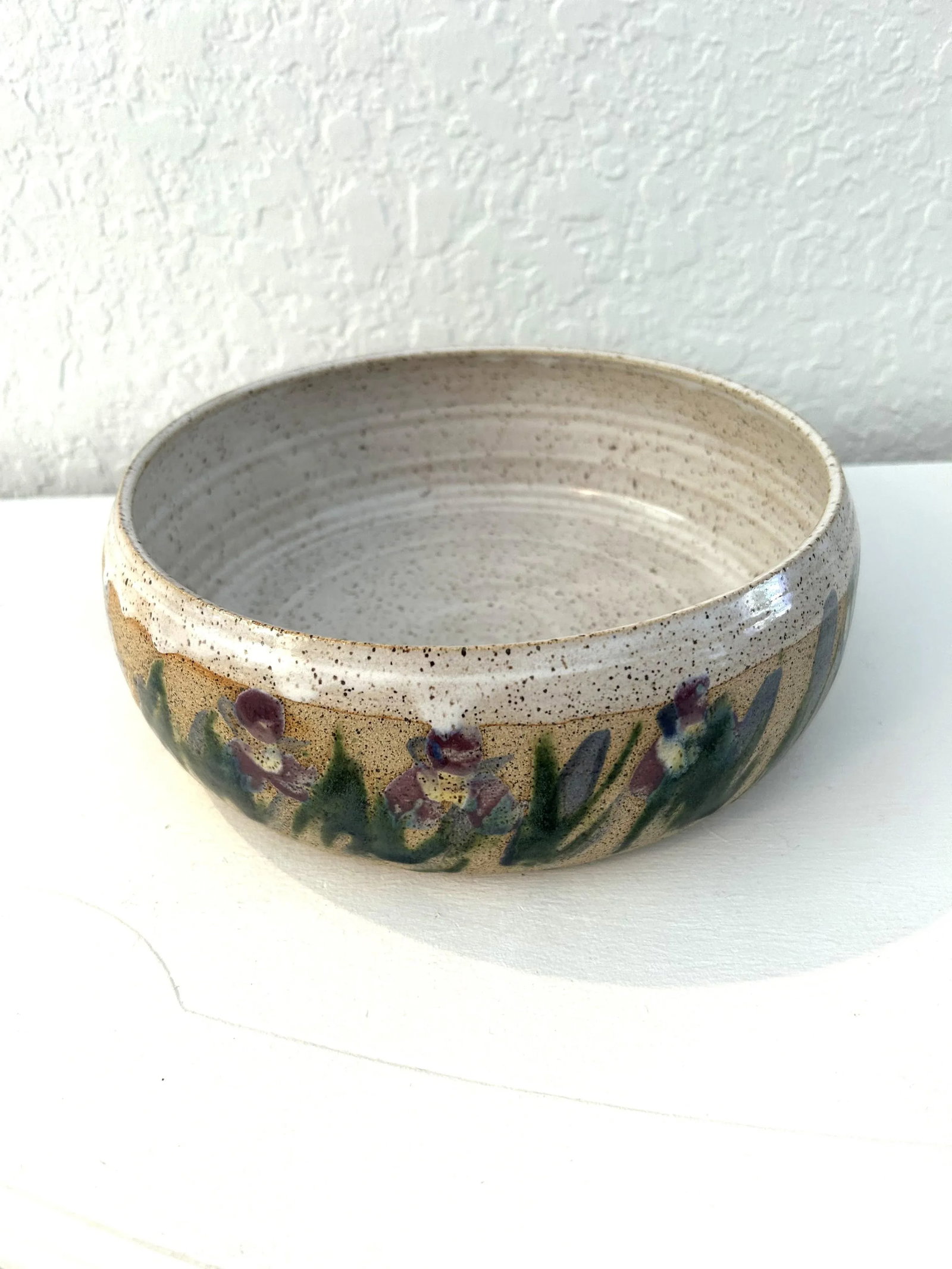 Vintage Artisanal Stoneware Pottery Iris Bowl - 2