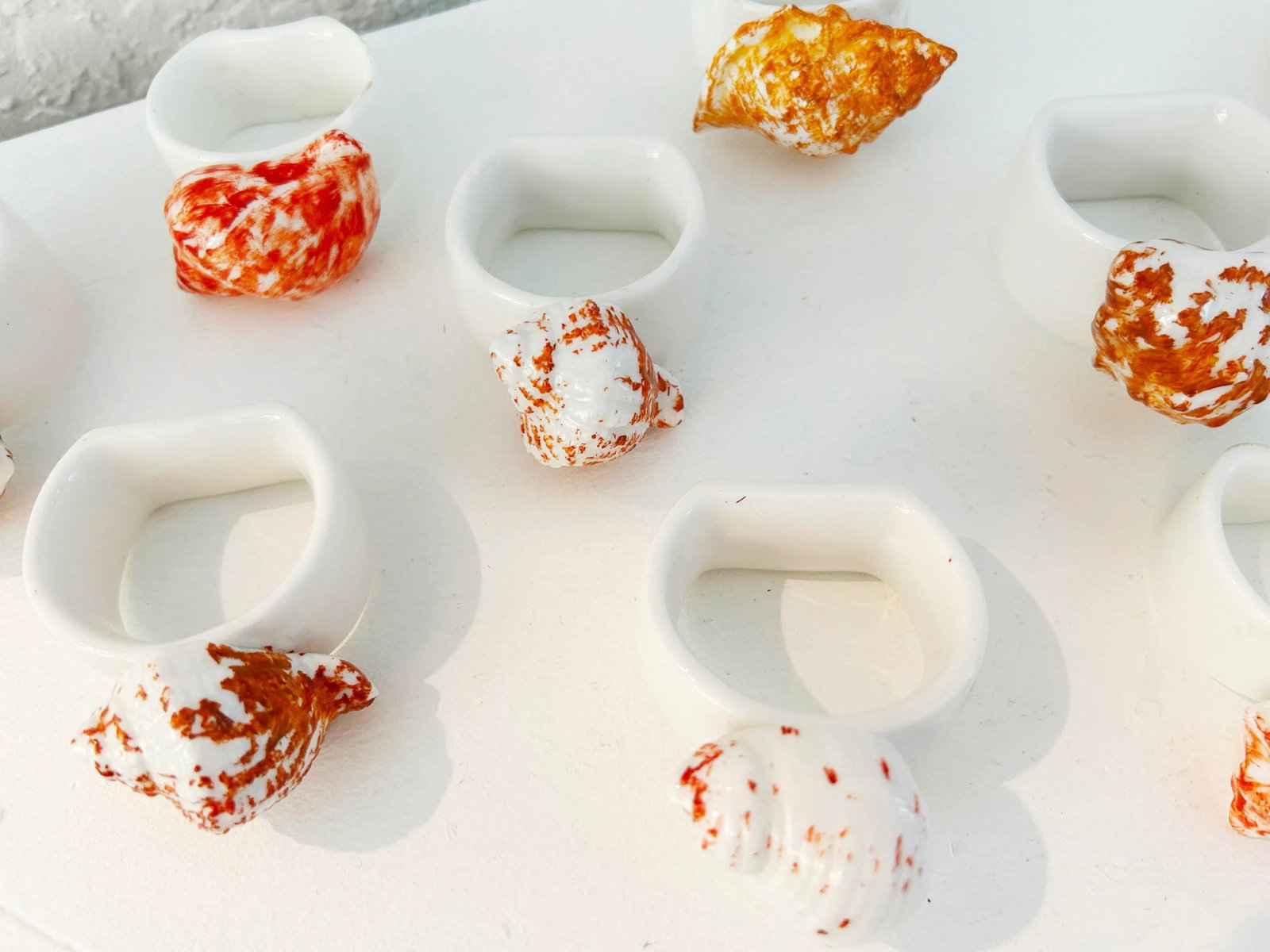 Coastal Snail Shell Bone China Napkin Rings, Set of 10 - 2