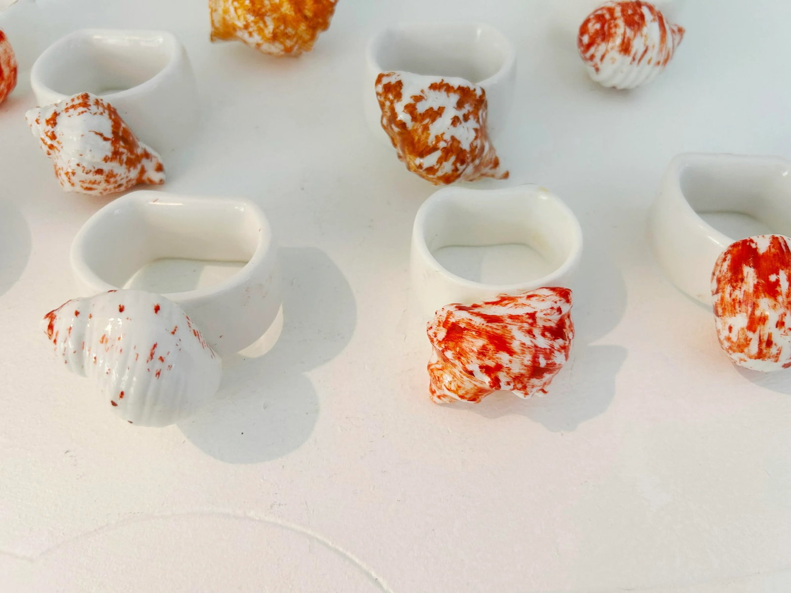 Coastal Snail Shell Bone China Napkin Rings, Set of 10 - 3