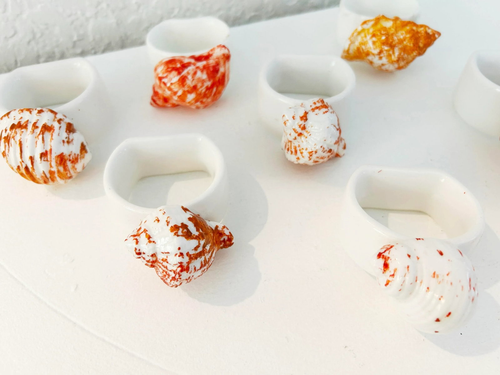 Coastal Snail Shell Bone China Napkin Rings, Set of 10 - 4