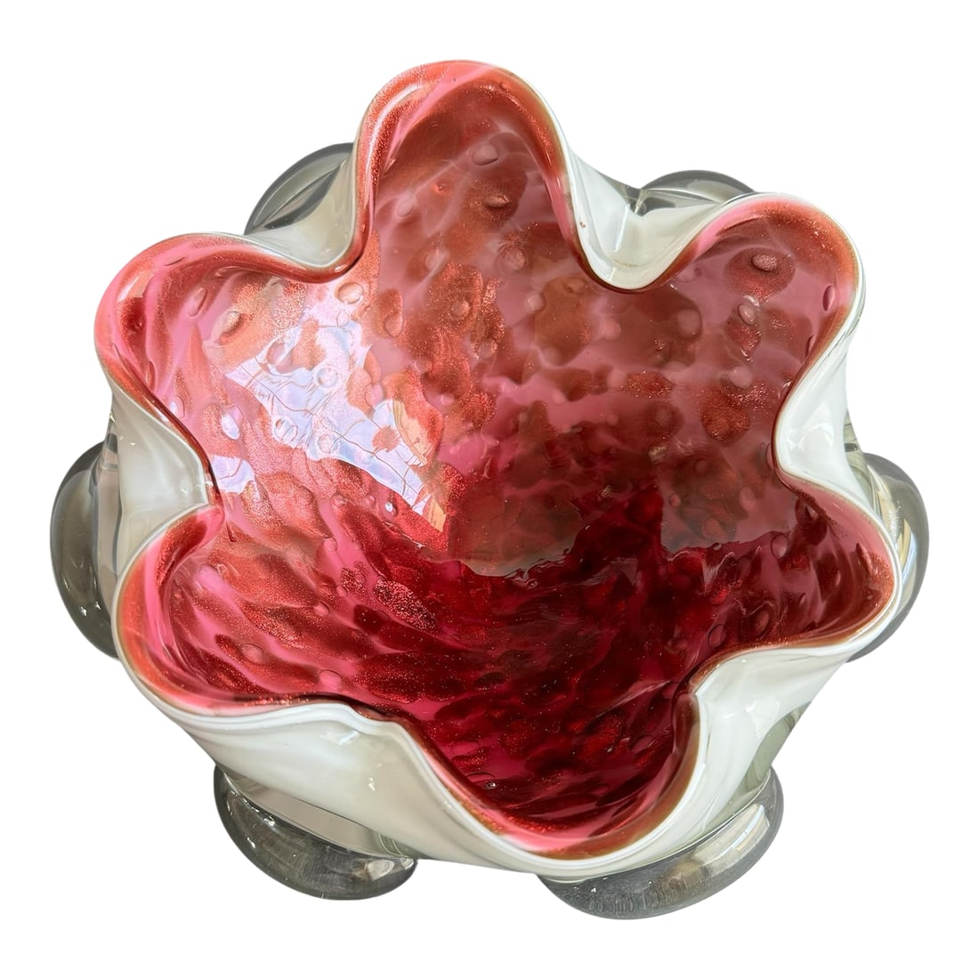 Murano Glass Pink Aventurine Dish Italian Art Glass Metallic Decorative Bowl (1 of 11)
