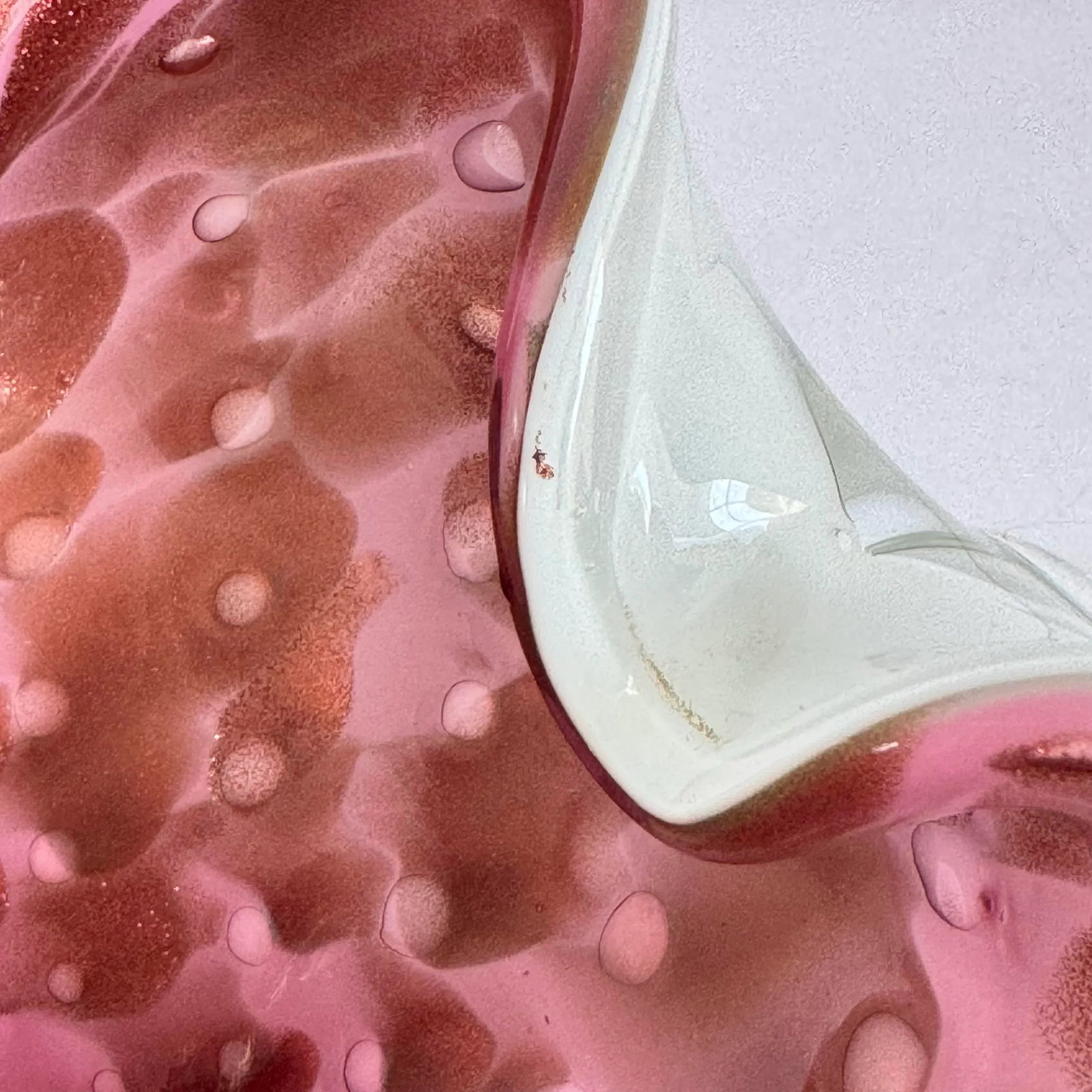 Murano Glass Pink Aventurine Dish Italian Art Glass Metallic Decorative Bowl - 4