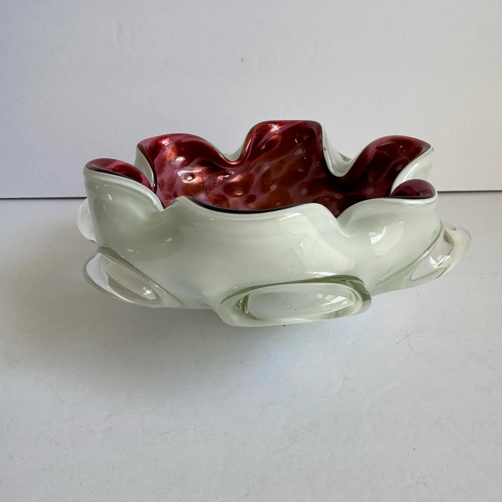 Murano Glass Pink Aventurine Dish Italian Art Glass Metallic Decorative Bowl - 5